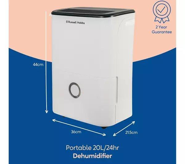 Russell Hobbs RHDH2002 20L Dehumidifier - White & Black thumbnail image