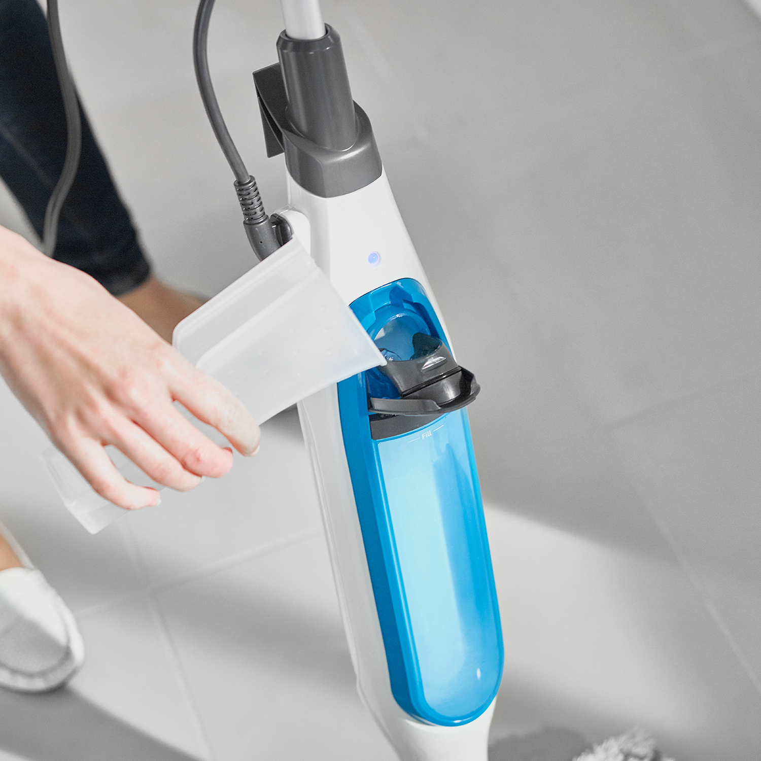 Shark S6001UK Klik n'Flip Manual Steam Pocket Mop - White/Blue Bird Blue thumbnail image