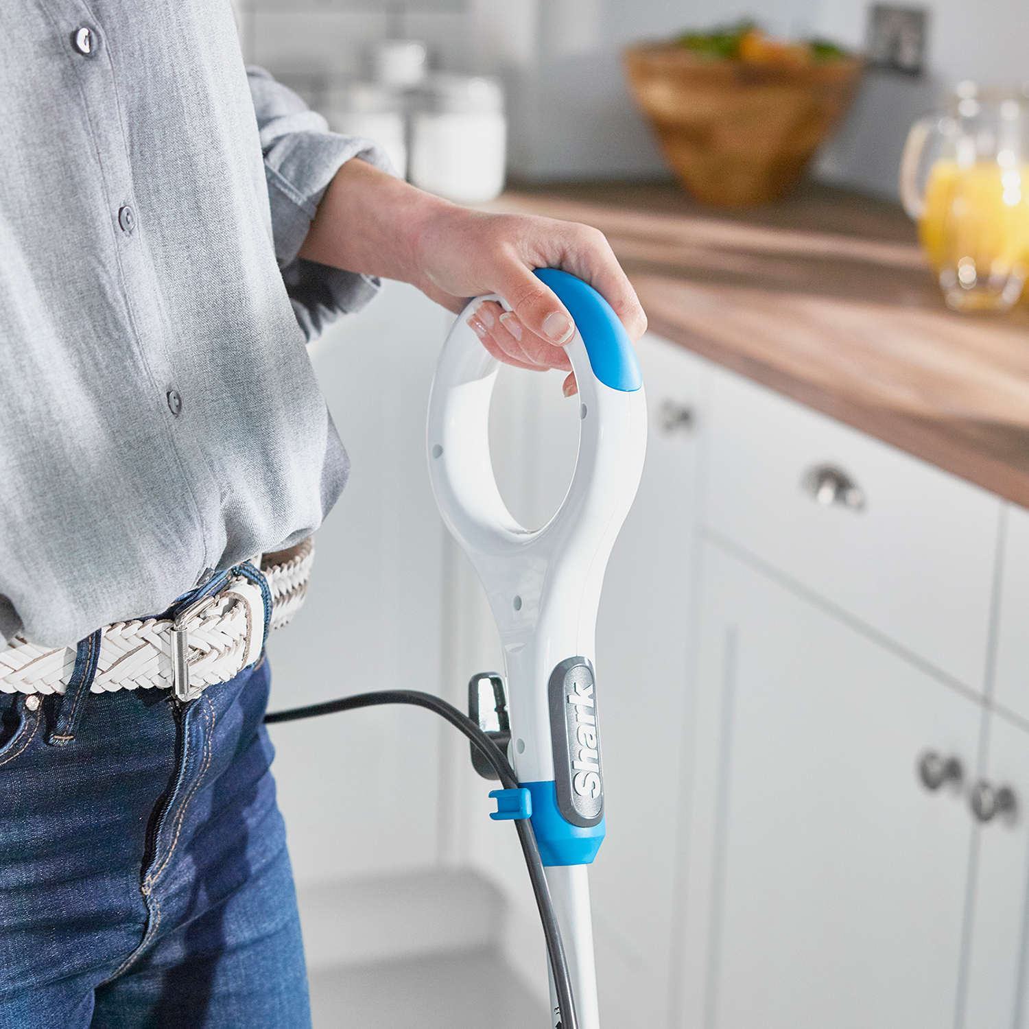 Shark S6001UK Klik n'Flip Manual Steam Pocket Mop - White/Blue Bird Blue thumbnail image