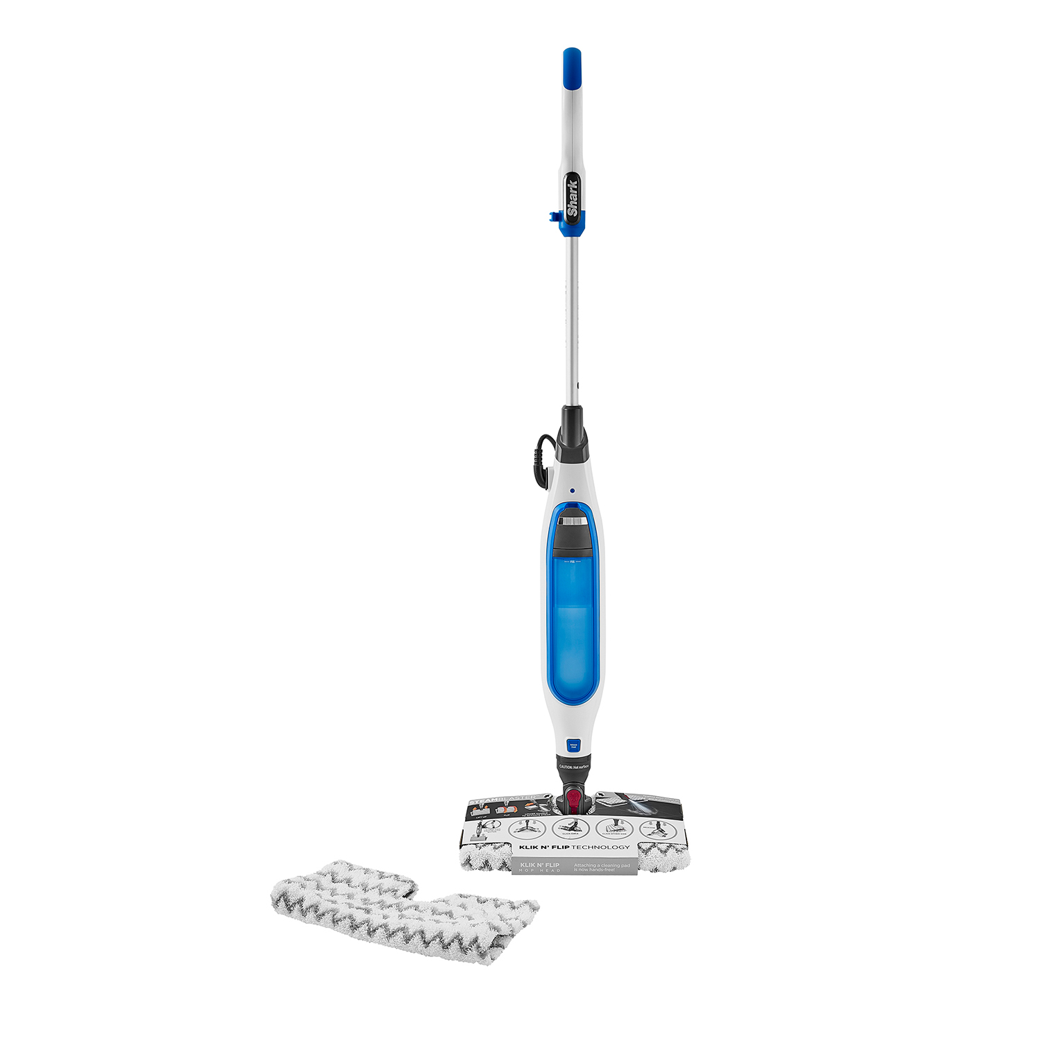 Shark S6001UK Klik n'Flip Manual Steam Pocket Mop - White/Blue Bird Blue thumbnail image