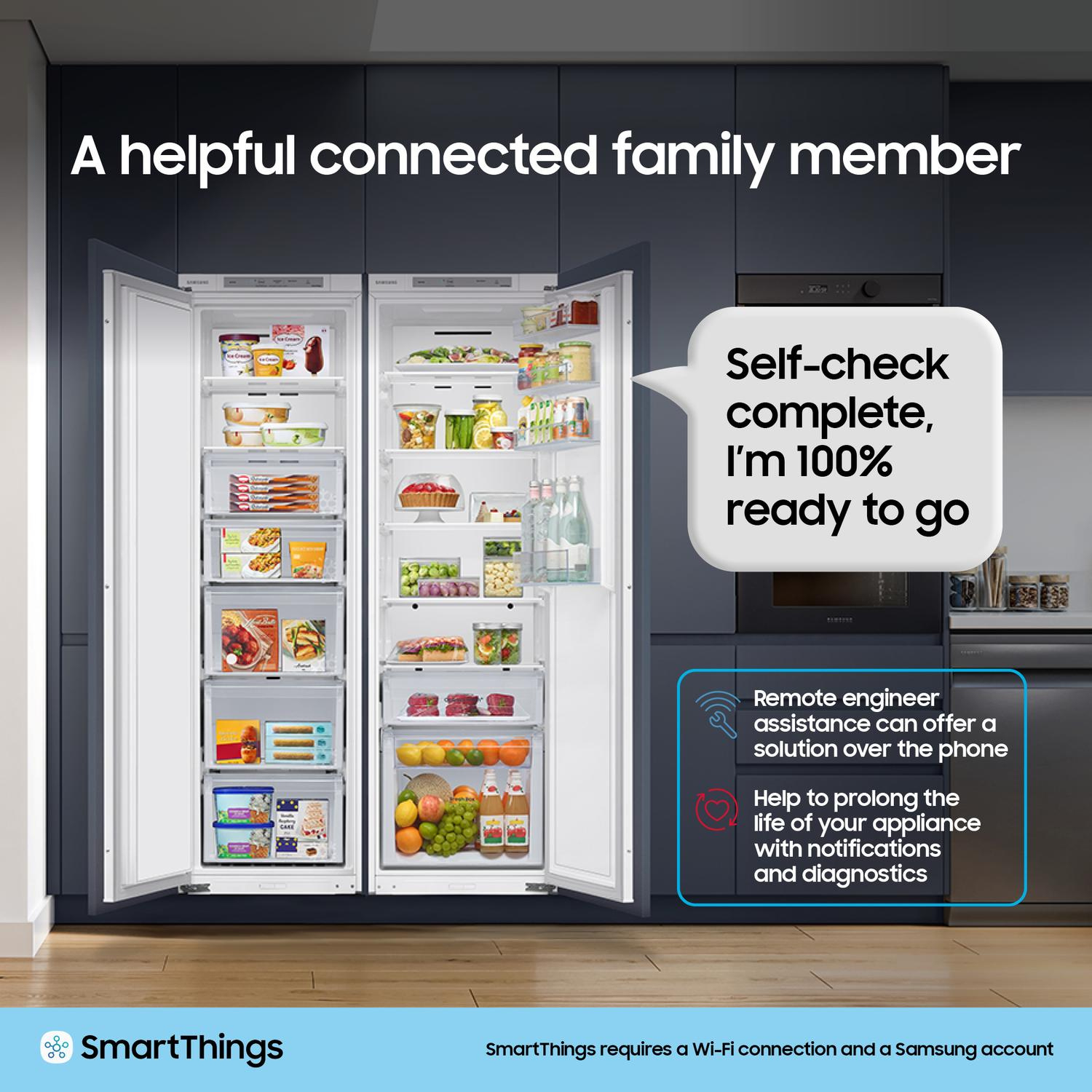 Samsung BRB70F26DES0EU SpaceMax 54cm 70/30 Integrated Frost Free Fridge Freezer - White thumbnail image
