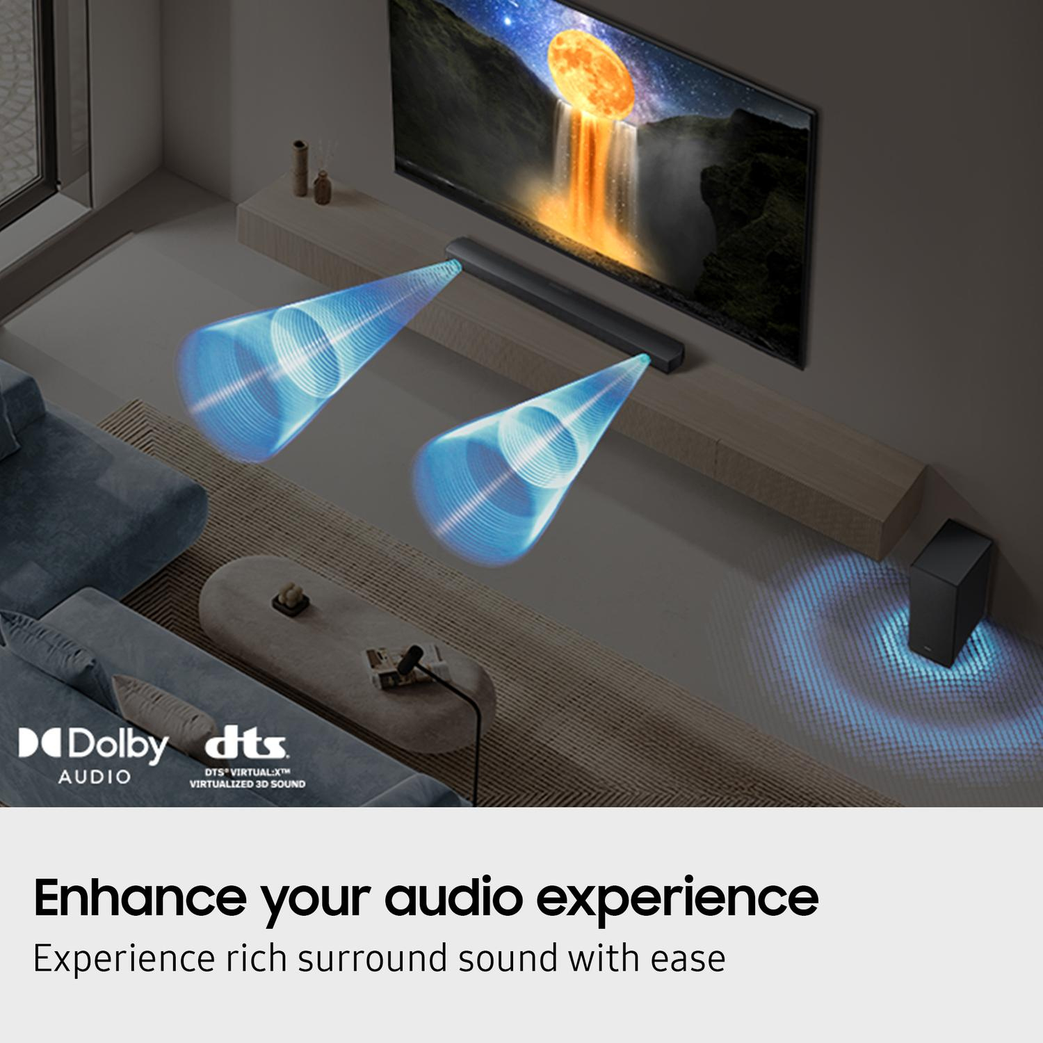 Samsung HW-B650F/XU 3.1ch 370W Soundbar with Wireless Subwoofer Bass Boost and Game Mode - Black thumbnail image