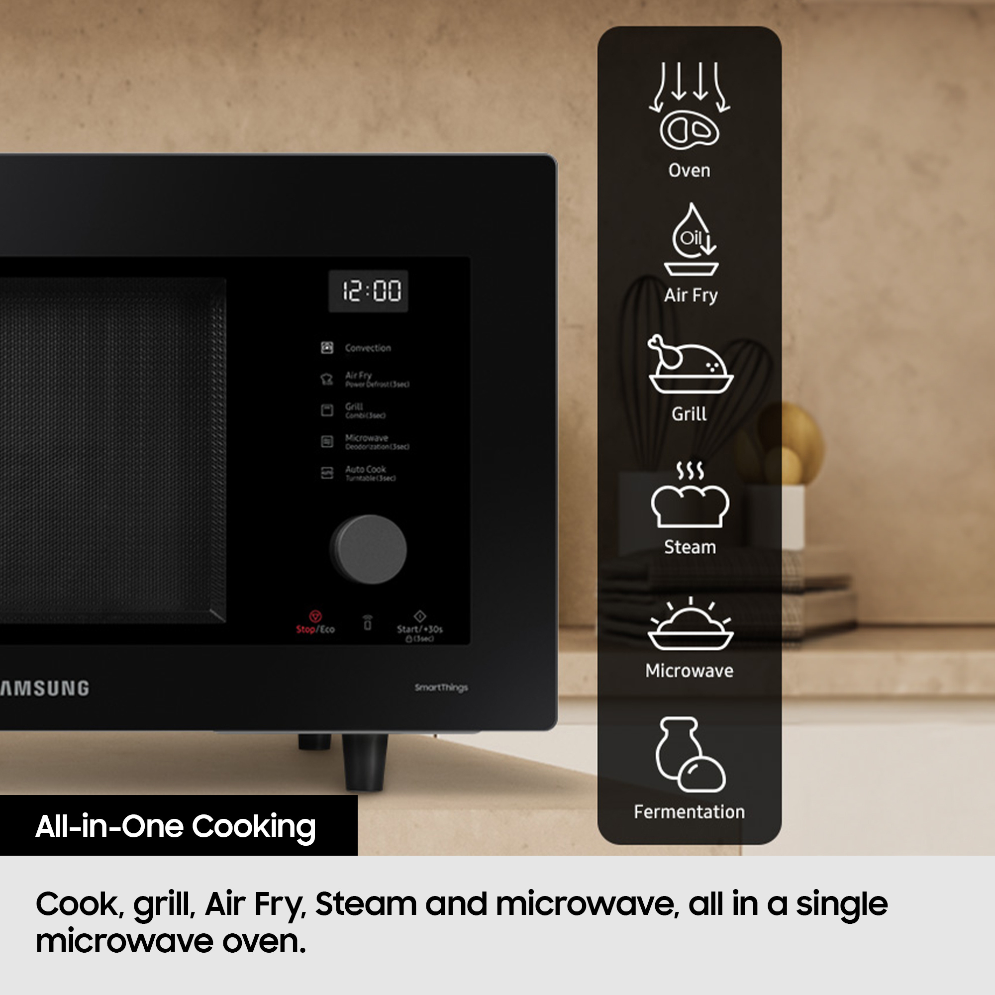Samsung MC32DG7646CKE3 32L All-In-One Combi Microwave Oven with Air Fry - Black thumbnail image