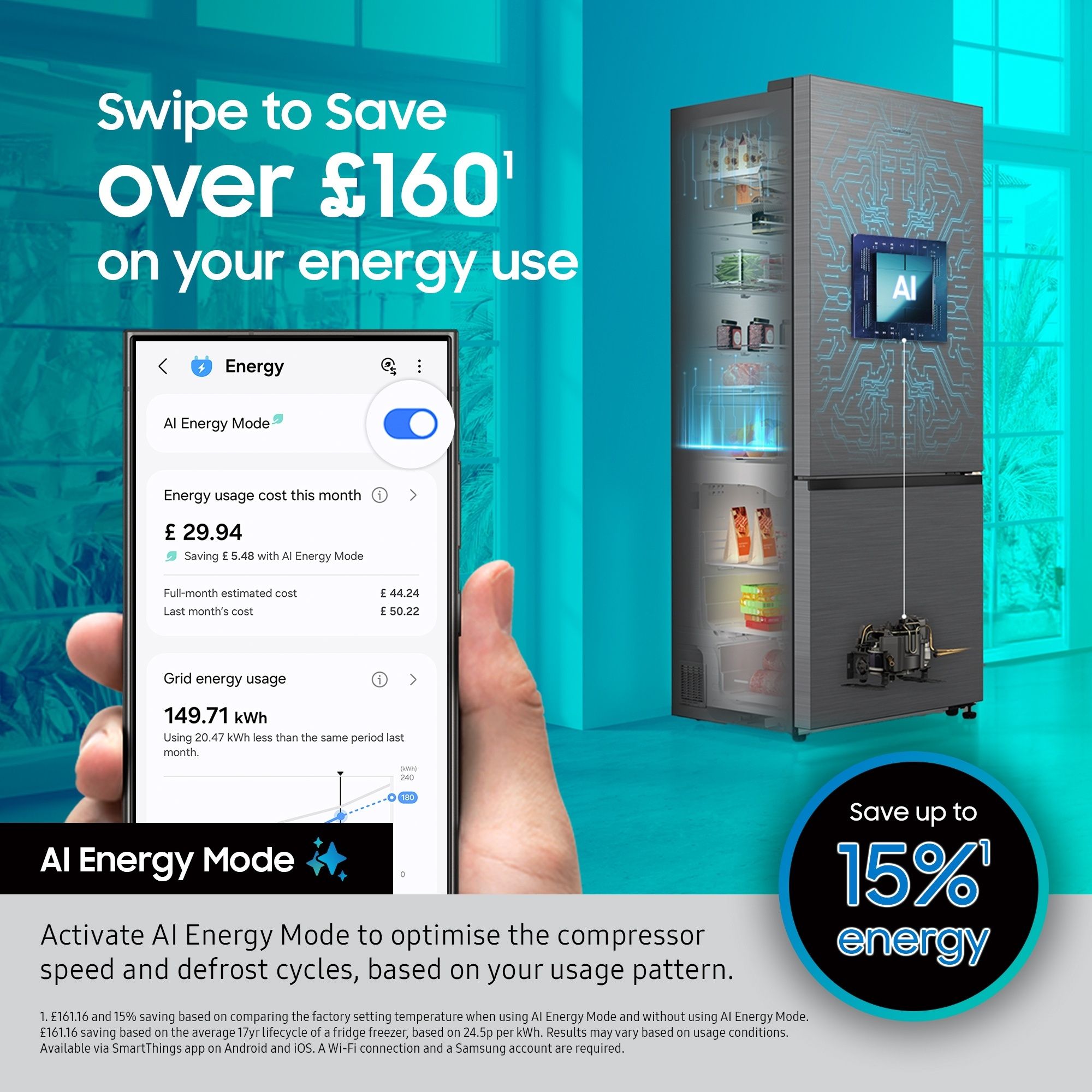 Samsung RB34C632ESA/EU 59.5cm 65/35 Split Fridge Freezer thumbnail image