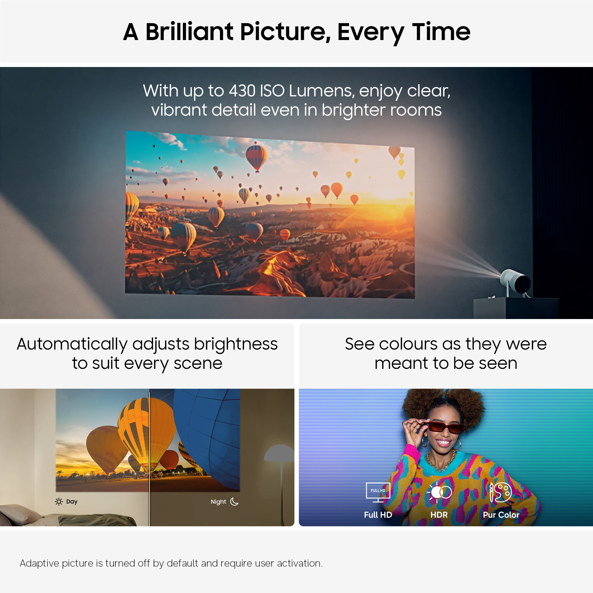 Samsung SP-LFF3HLAXXXU Freestyle+ Full HD Portable Projector - Cloud White thumbnail image