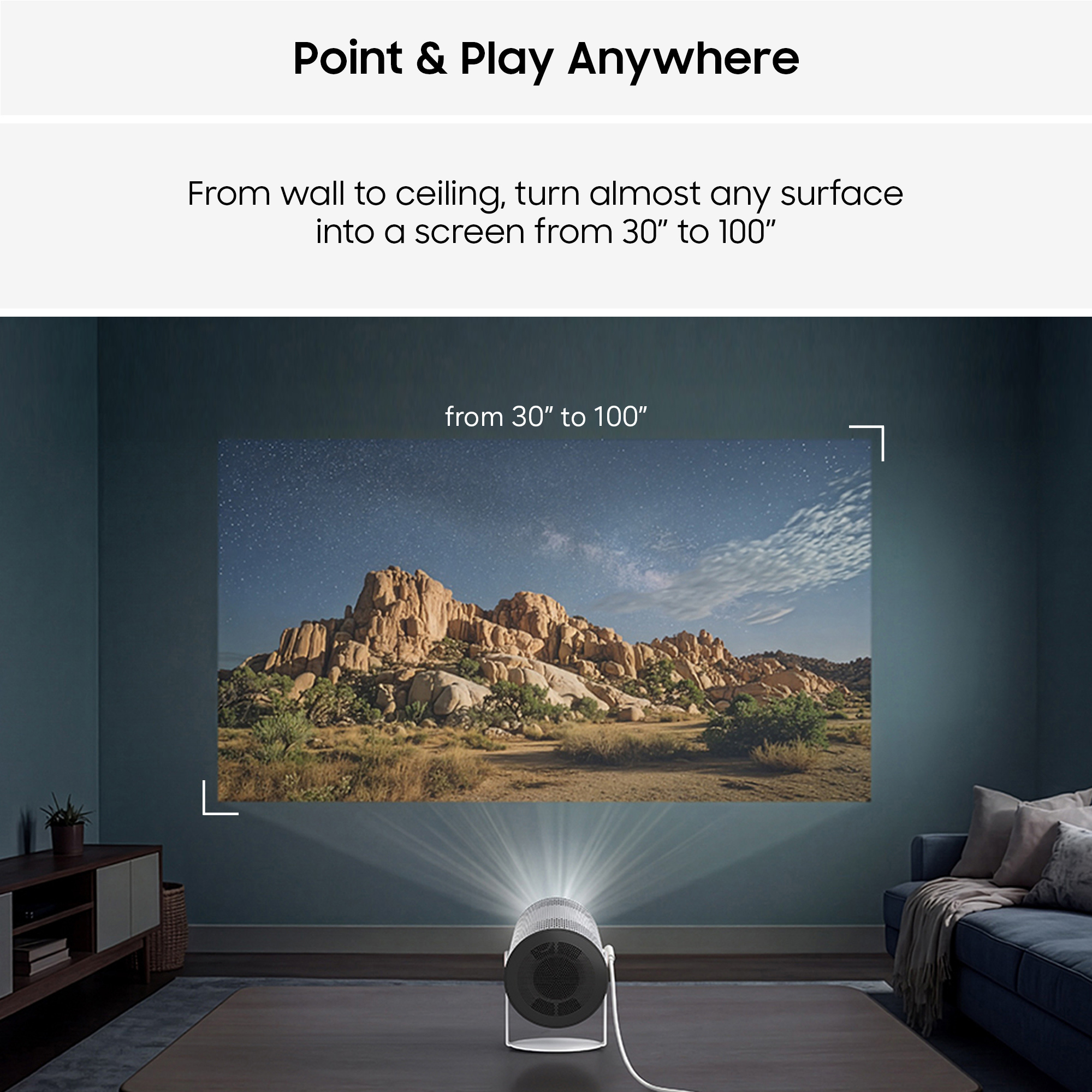 Samsung SP-LFF3HLAXXXU Freestyle+ Full HD Portable Projector - Cloud White thumbnail image