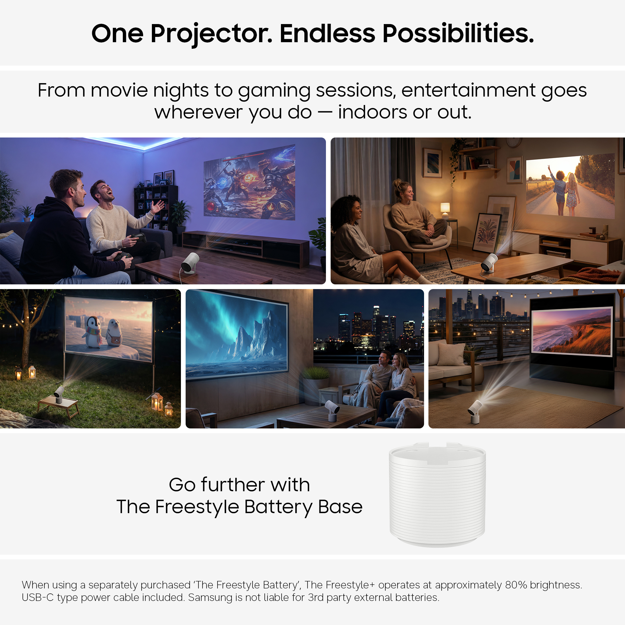 Samsung SP-LFF3HLAXXXU Freestyle+ Full HD Portable Projector - Cloud White thumbnail image