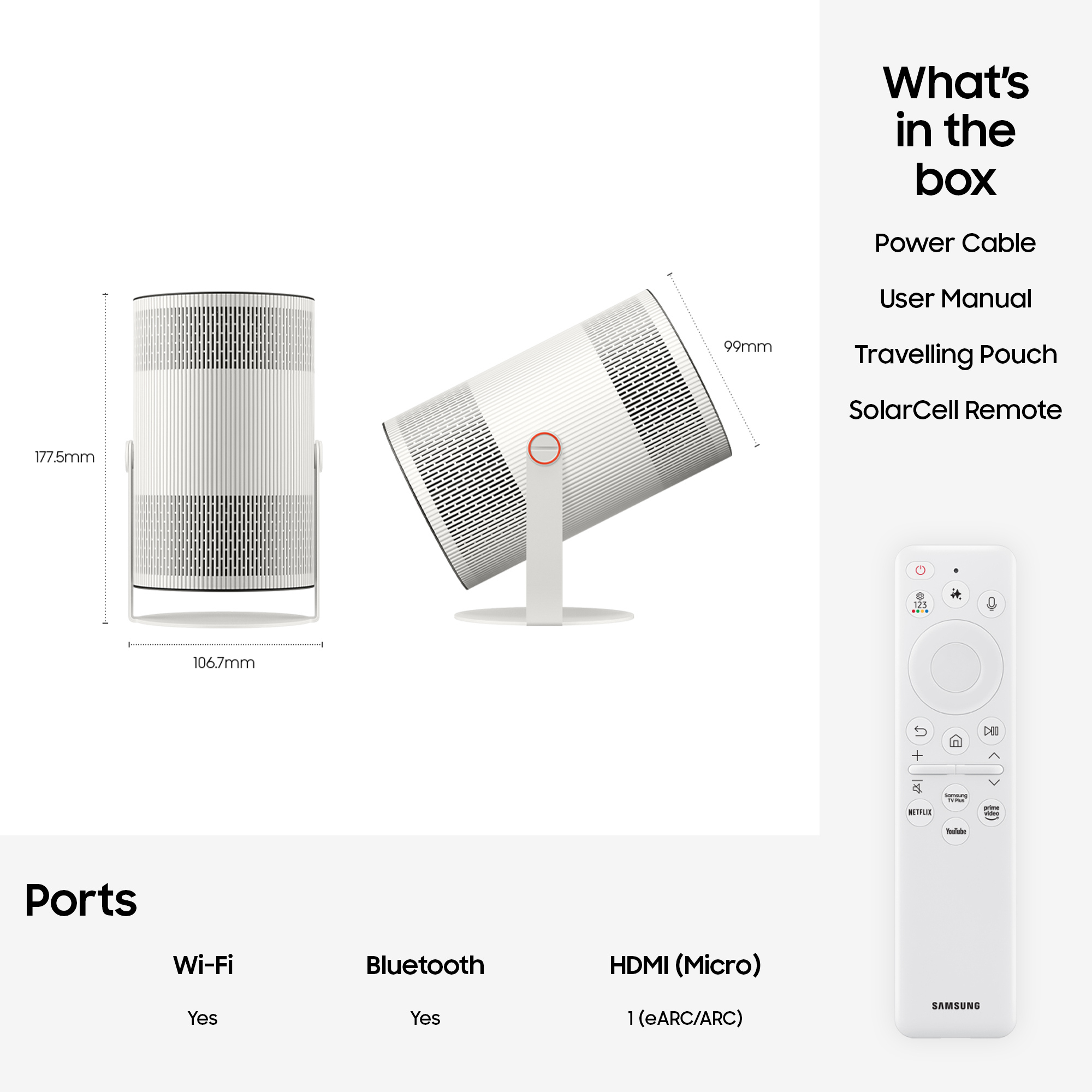 Samsung SP-LFF3HLAXXXU Freestyle+ Full HD Portable Projector - Cloud White thumbnail image
