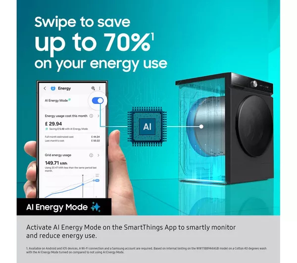 Samsung WW11DG5B25ABEU 11kg 1400 Spin Washing Machine - Black thumbnail image