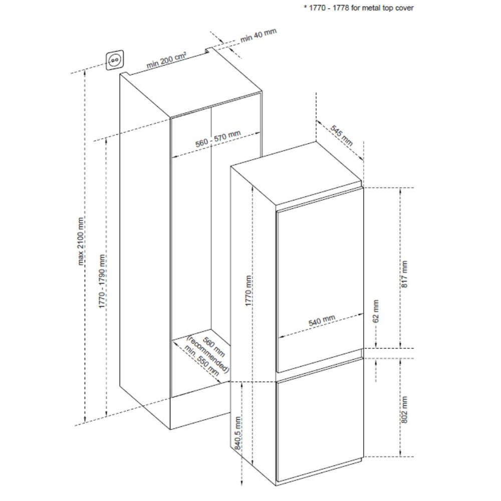 Sensis RFCMBI015450EW 54cm 50/50 Built InFrost Free Fridge Freezer - White thumbnail image
