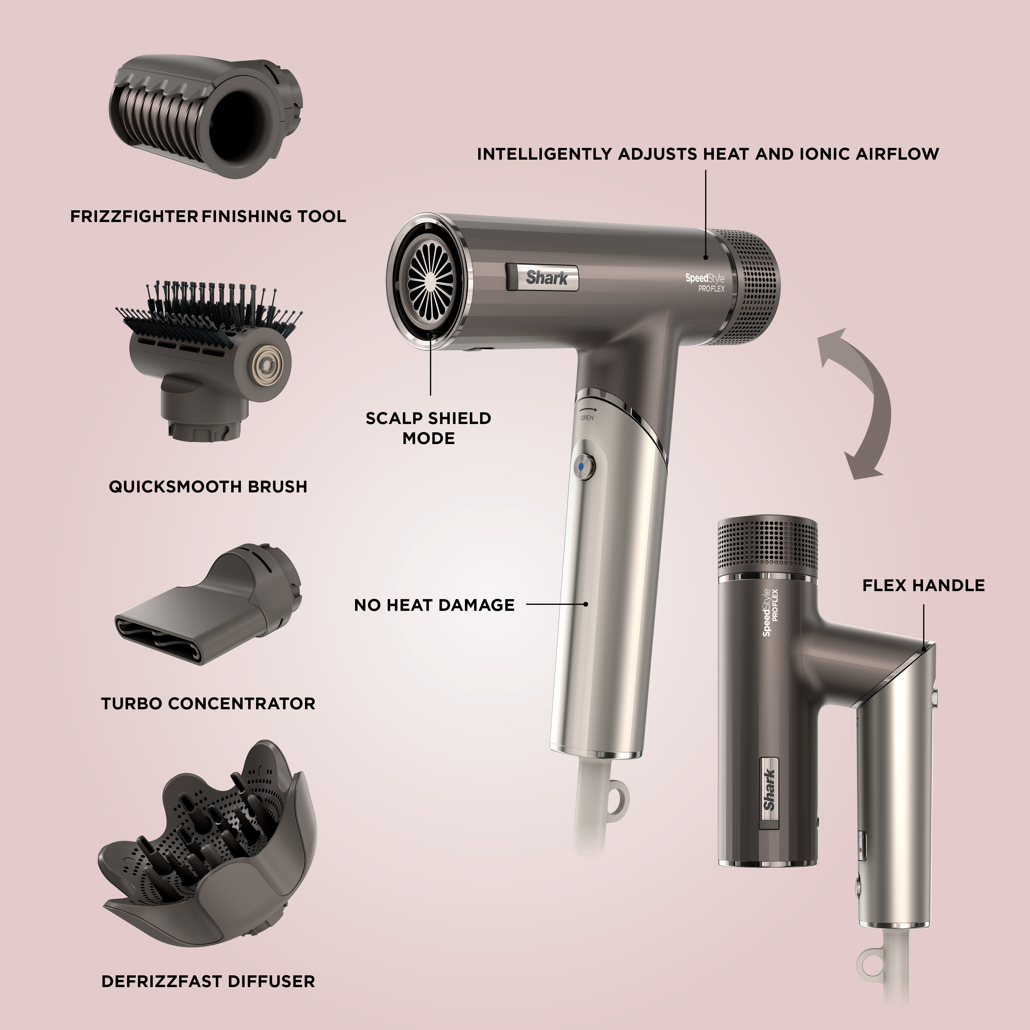 Shark HD542UK SpeedStyle Pro FLEX 4-in-1 High-Velocity Hair Dryer System - Mocha Silver thumbnail image