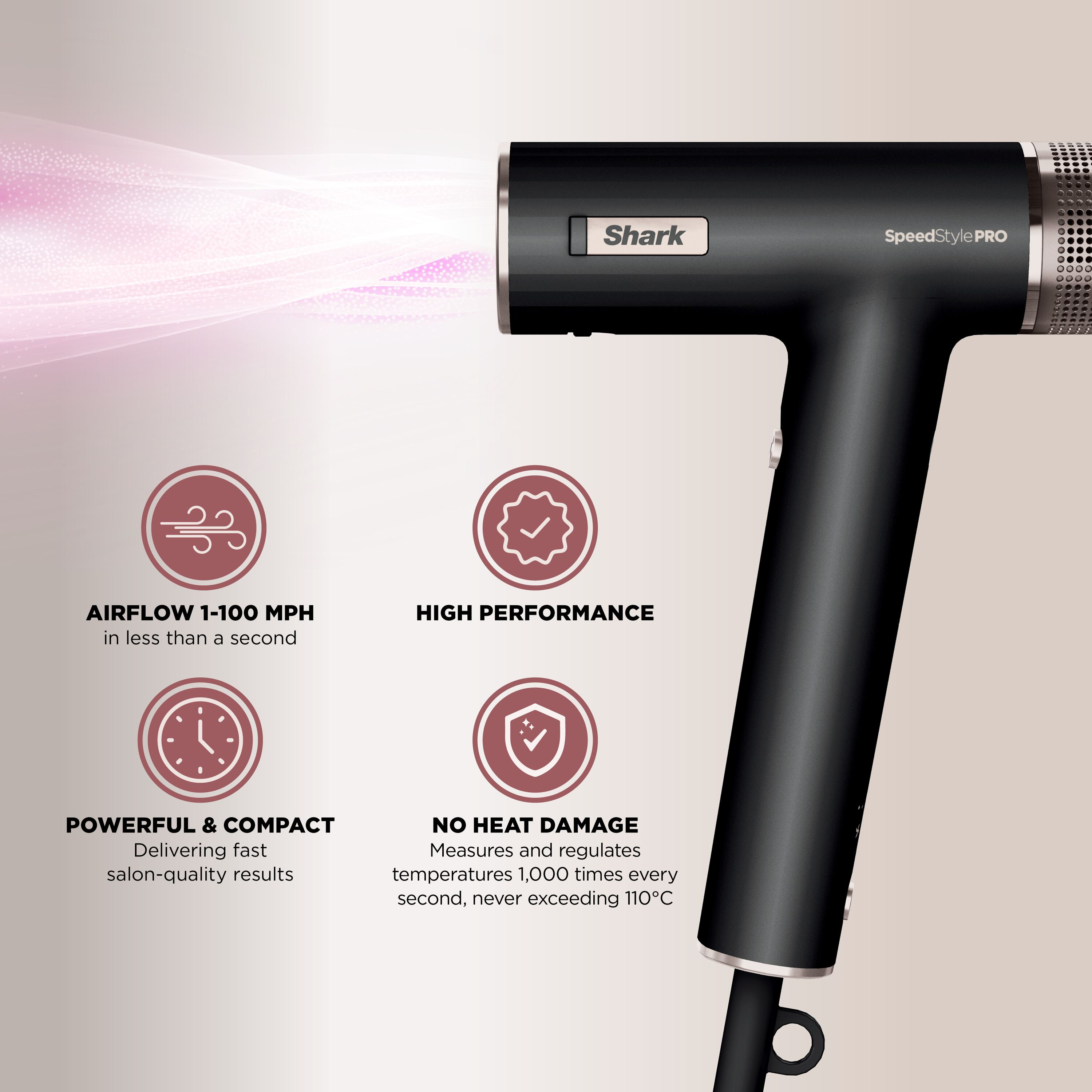 Shark HD731UK SpeedStyle Pro 3-in-1 High-Velocity Hair Dryer System - Black thumbnail image