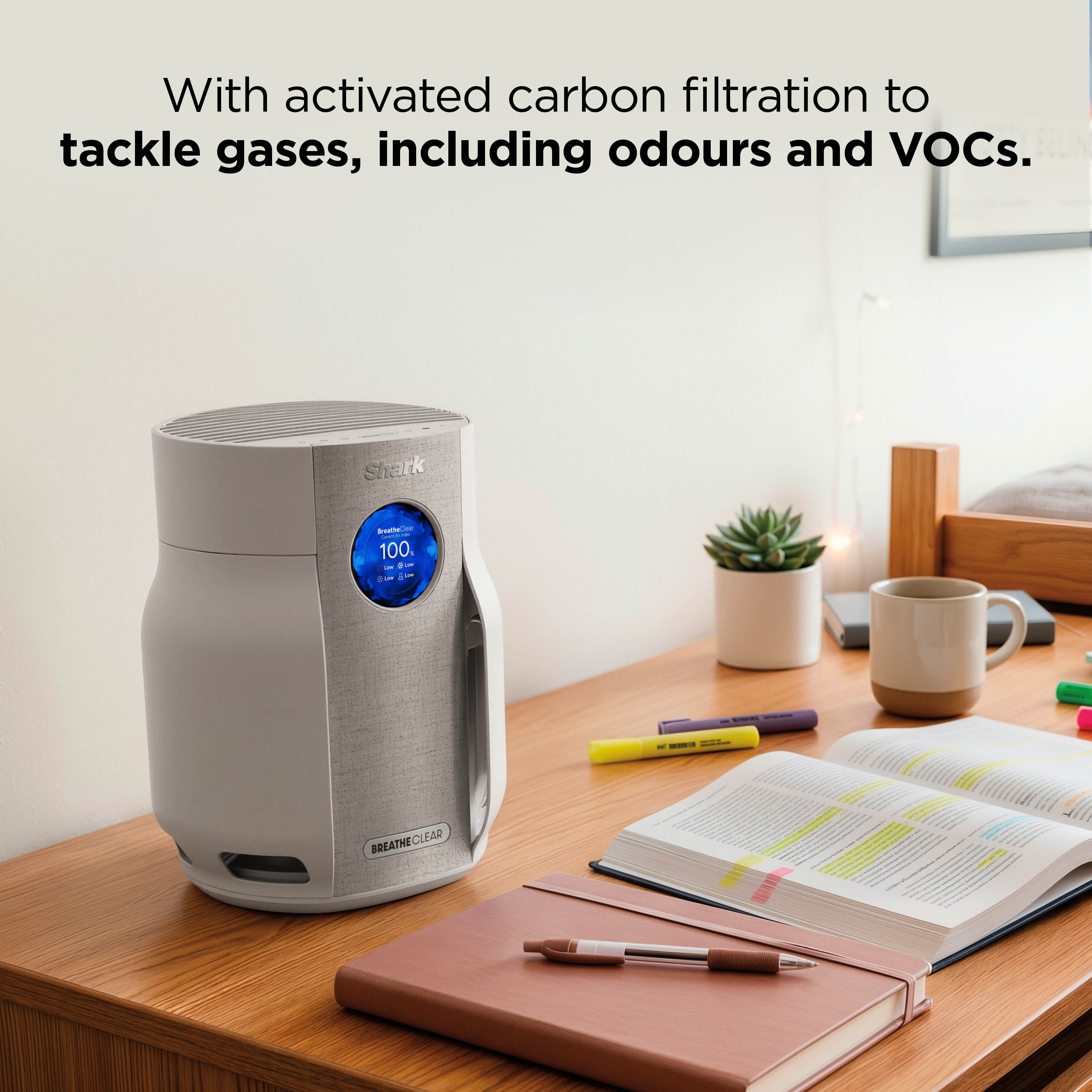 Shark HP062UK BreatheClear Compact Air Purifier with NeverChange6 - Dove thumbnail image