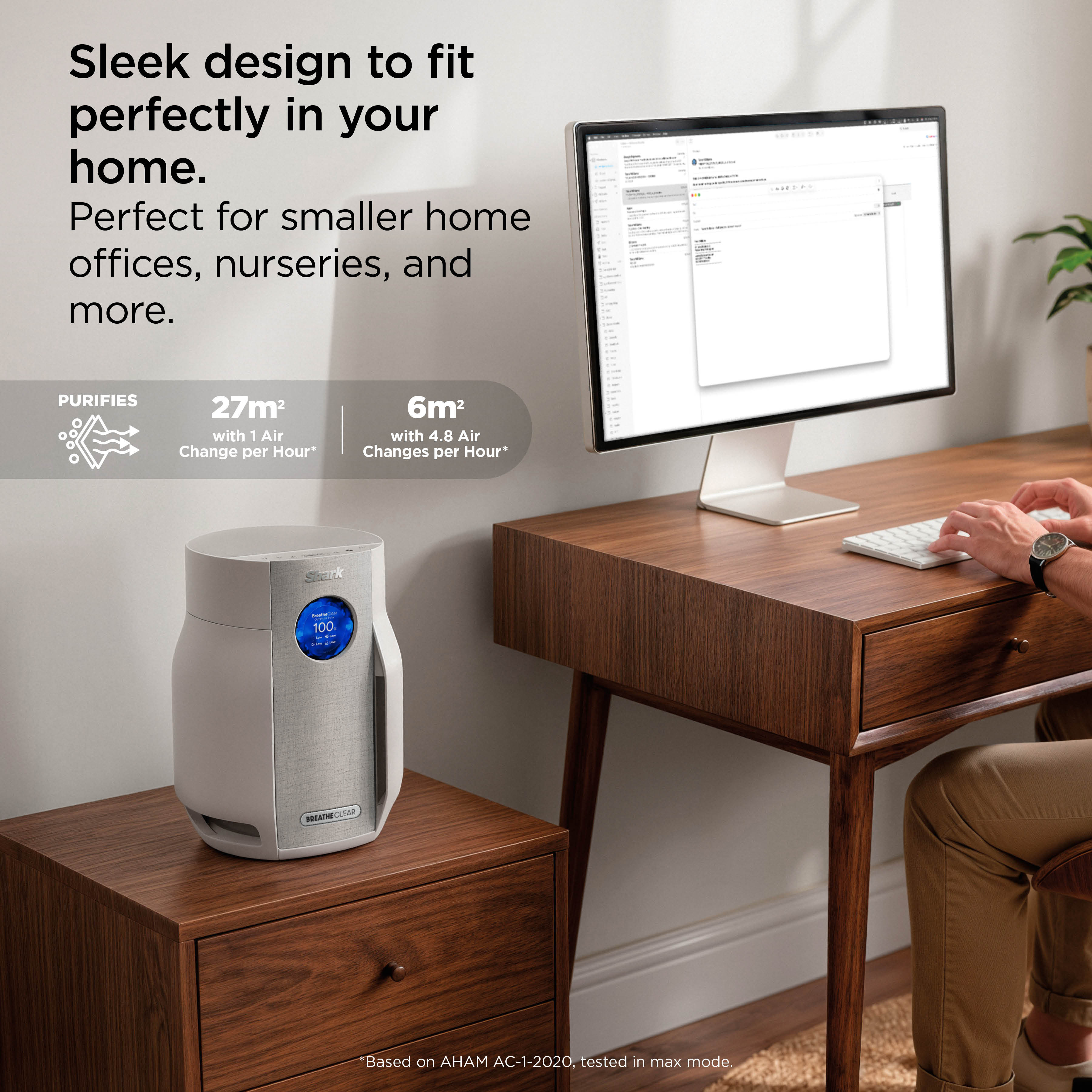 Shark HP062UK BreatheClear Compact Air Purifier with NeverChange6 - Dove thumbnail image