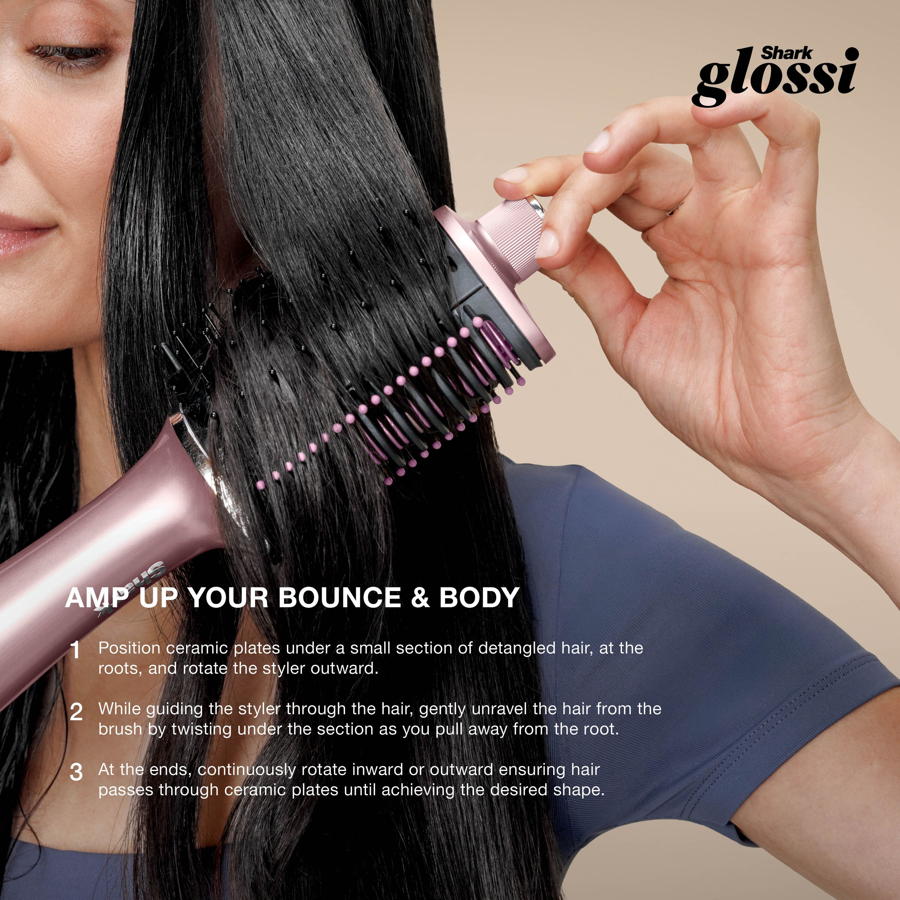Shark HT302UKPK Glossi 2-in-1 Hot Brush and Air Glosser - Pink thumbnail image