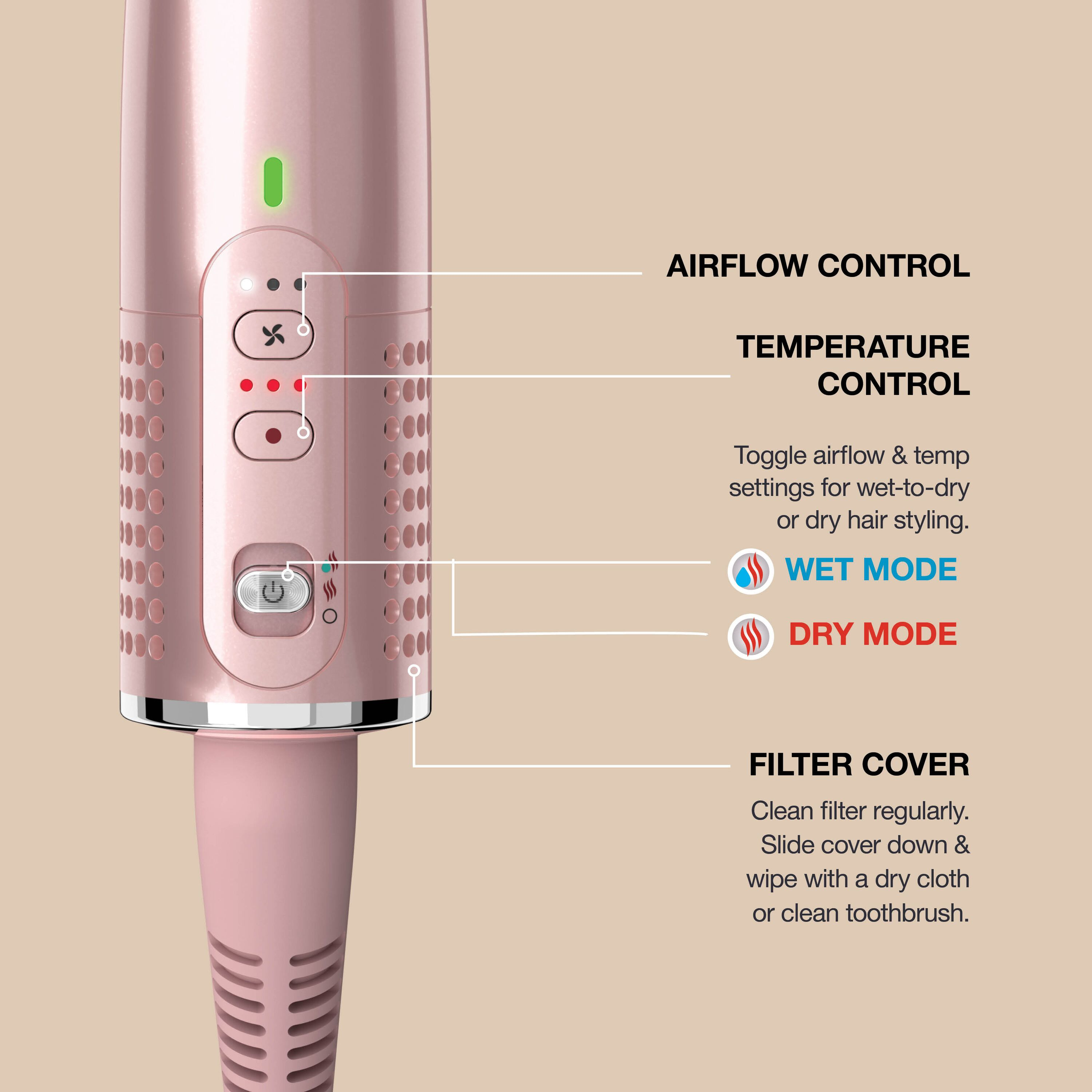 Shark HT302UKPK Glossi 2-in-1 Hot Brush and Air Glosser - Pink thumbnail image