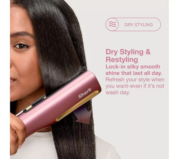 Shark HT401UKPK SilkiPro Straight Hair Straightener + Dryer in One Tool - Pink thumbnail image