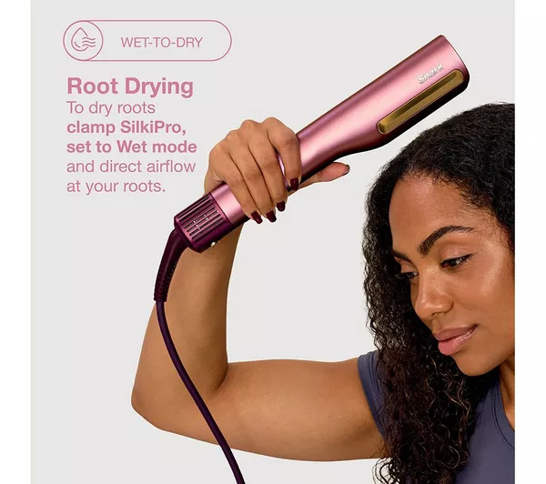 Shark HT401UKPK SilkiPro Straight Hair Straightener + Dryer in One Tool - Pink thumbnail image