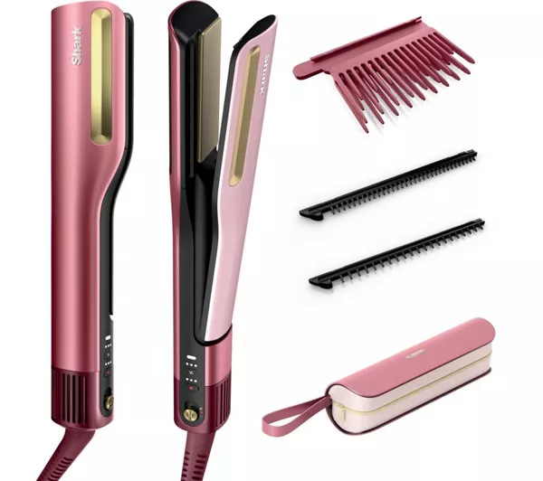 Shark HT401UKPK SilkiPro Straight Hair Straightener + Dryer in One Tool - Pink thumbnail image