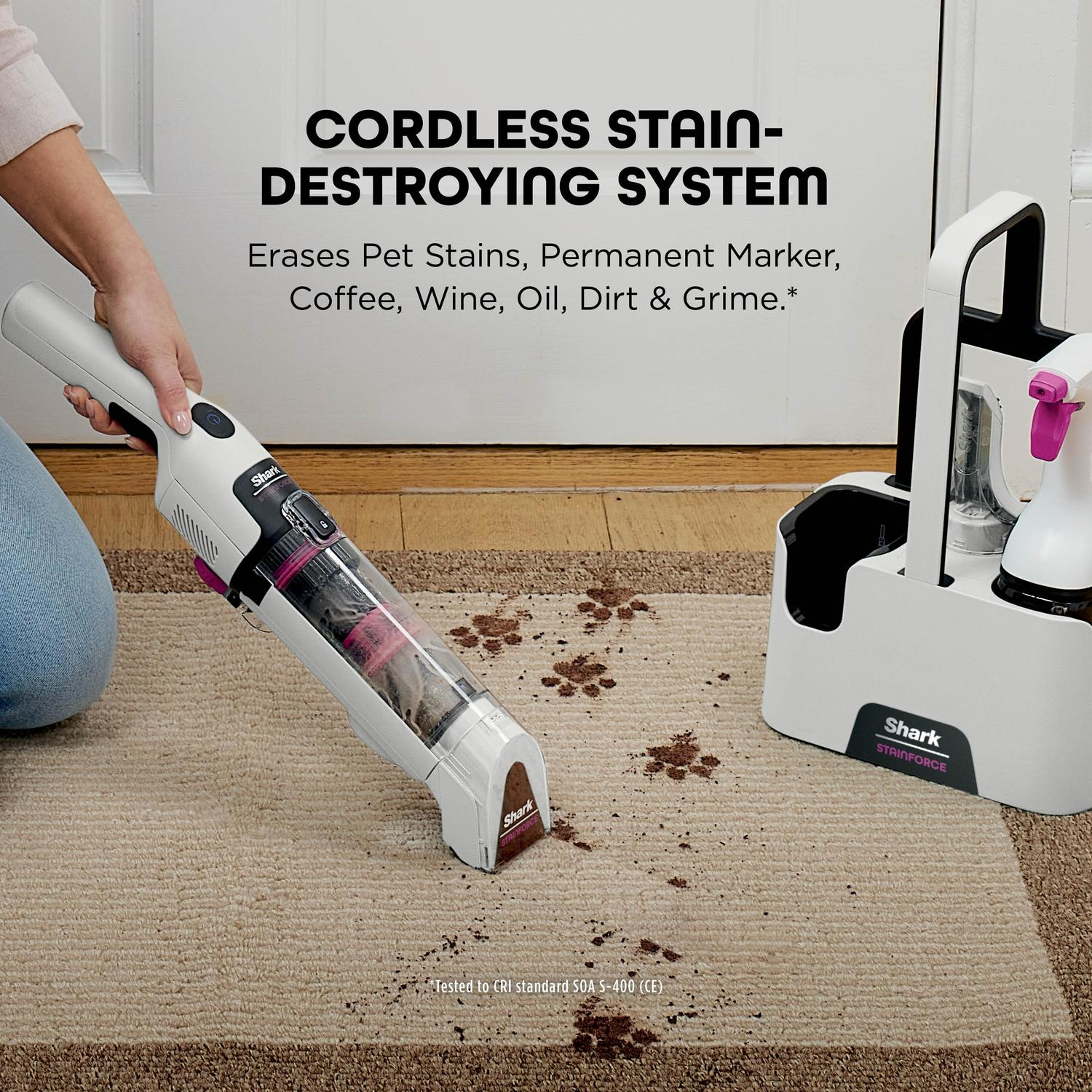Shark HX100UKT Shark StainForce Cordless Stain-Destroying Spot Cleaner - White thumbnail image