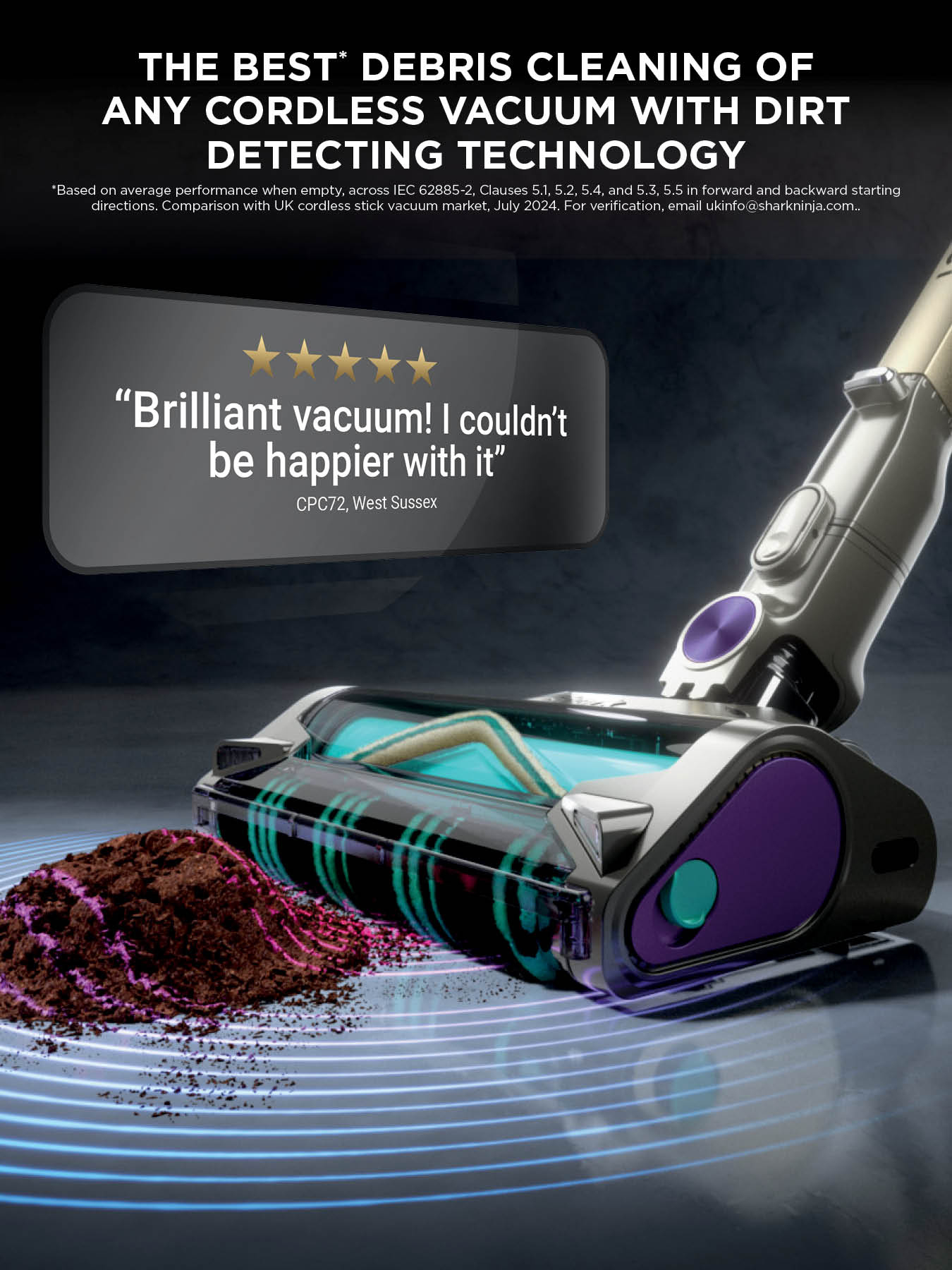 Shark IP1251UK PowerDetect Cordless Vacuum Cleaner - 70 Minutes Run Time - Purple/Grey thumbnail image