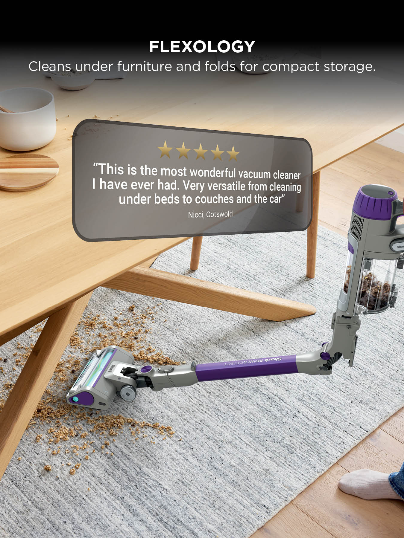 Shark IP1251UK PowerDetect Cordless Vacuum Cleaner - 70 Minutes Run Time - Purple/Grey thumbnail image