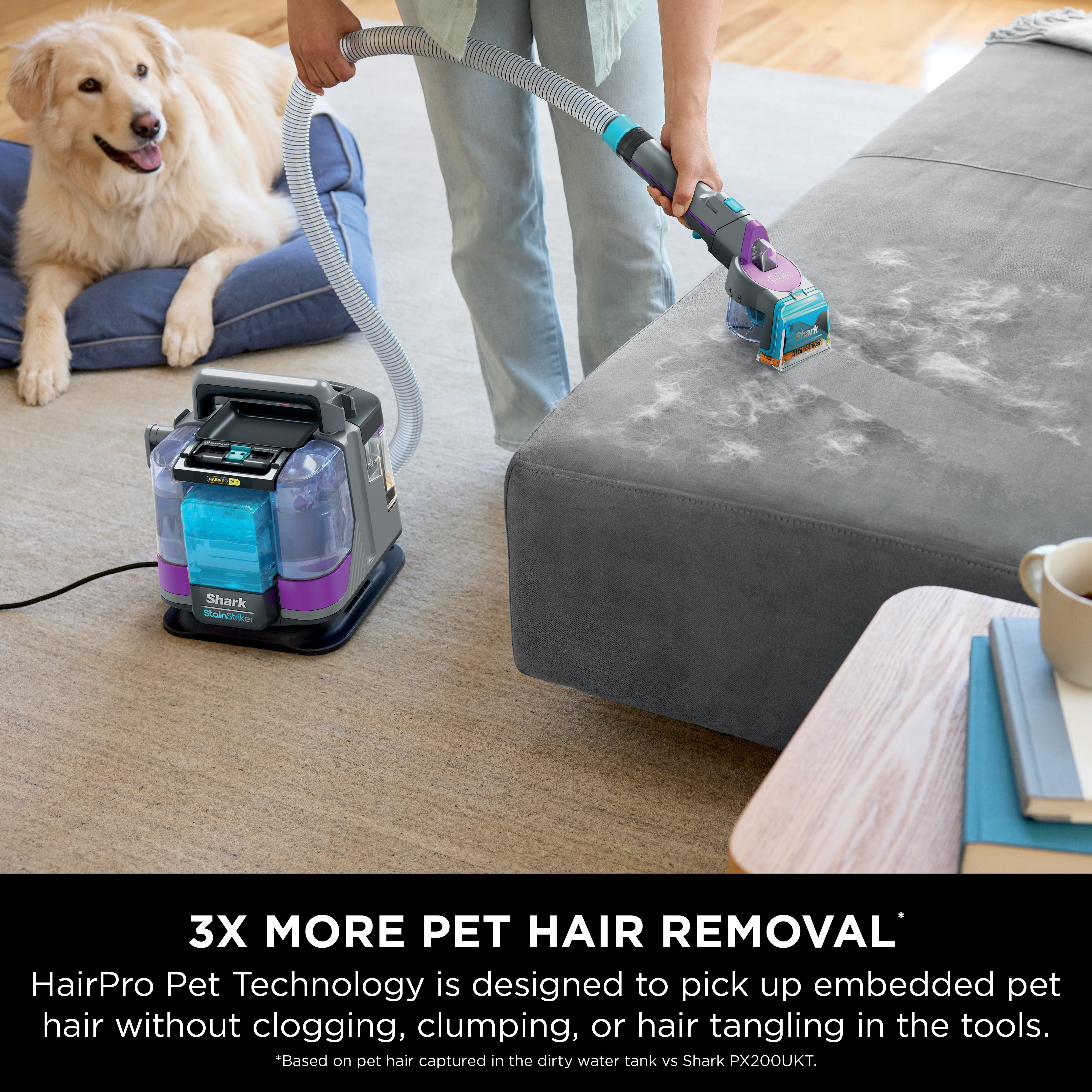 Shark  PX250UKT StainStriker HairPro Pet Stain & Spot Cleaner - Dark Silver & Force Fuchsia thumbnail image
