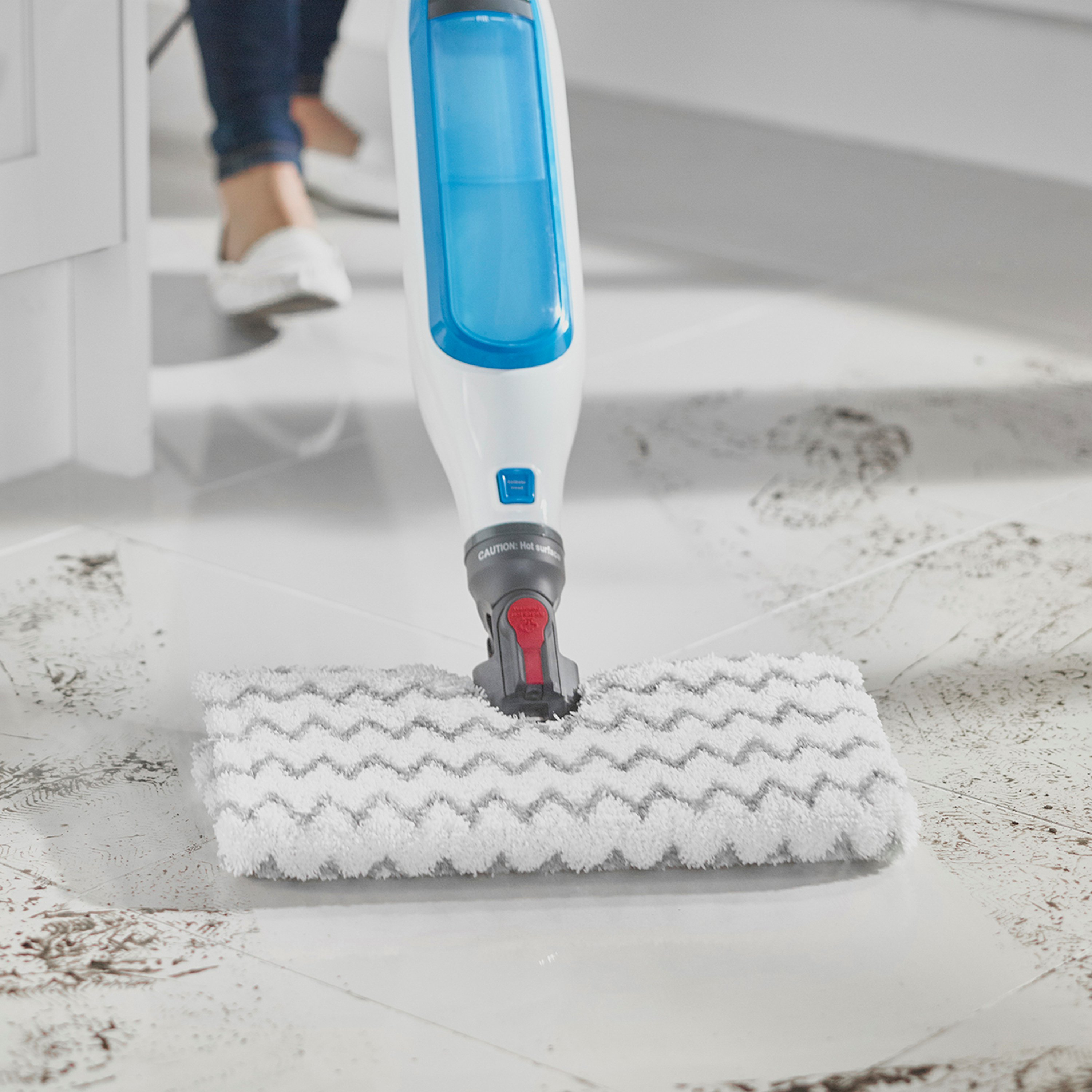 Shark S6001UK Klik n'Flip Manual Steam Pocket Mop - White/Blue Bird Blue thumbnail image