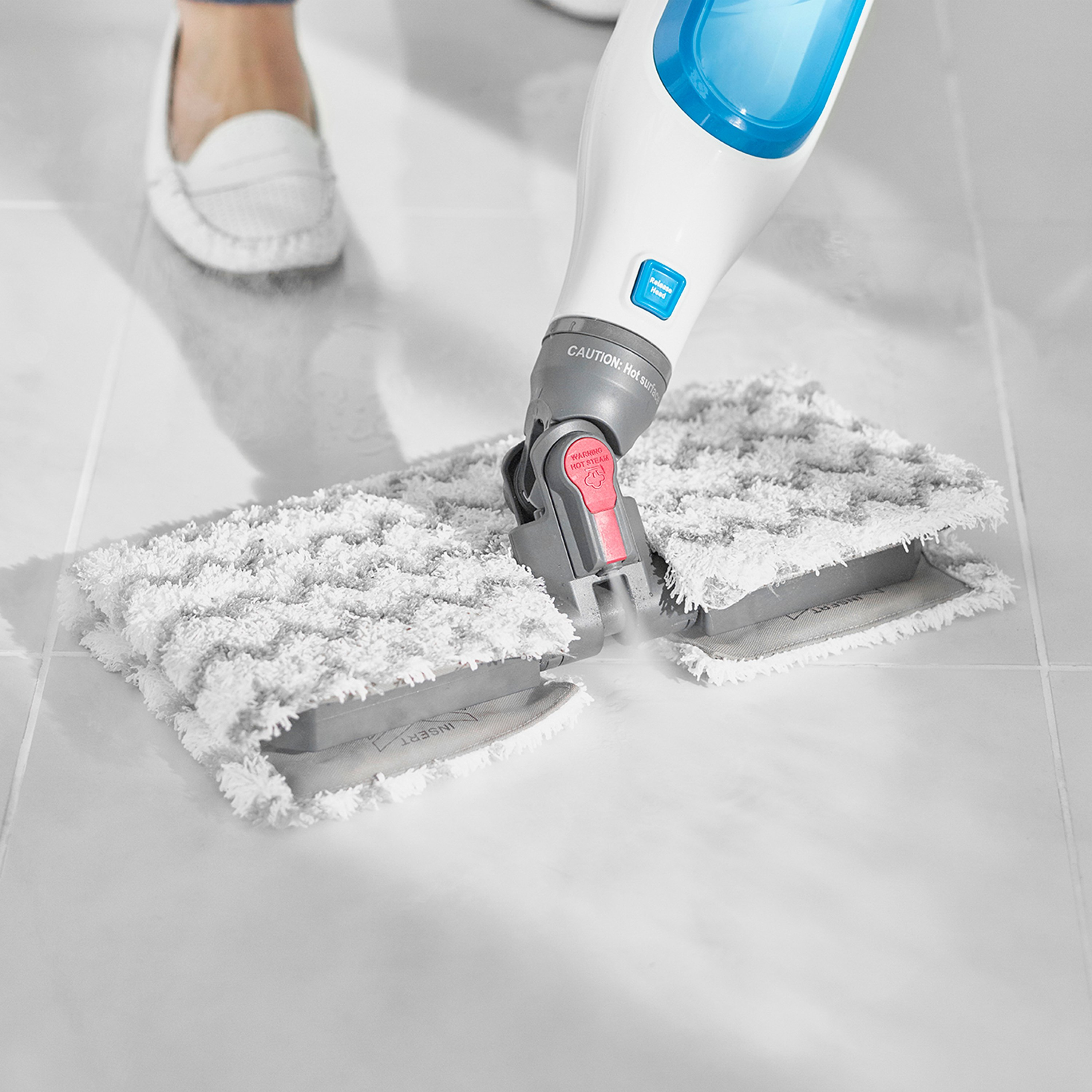 Shark S6001UK Klik n'Flip Manual Steam Pocket Mop - White/Blue Bird Blue thumbnail image