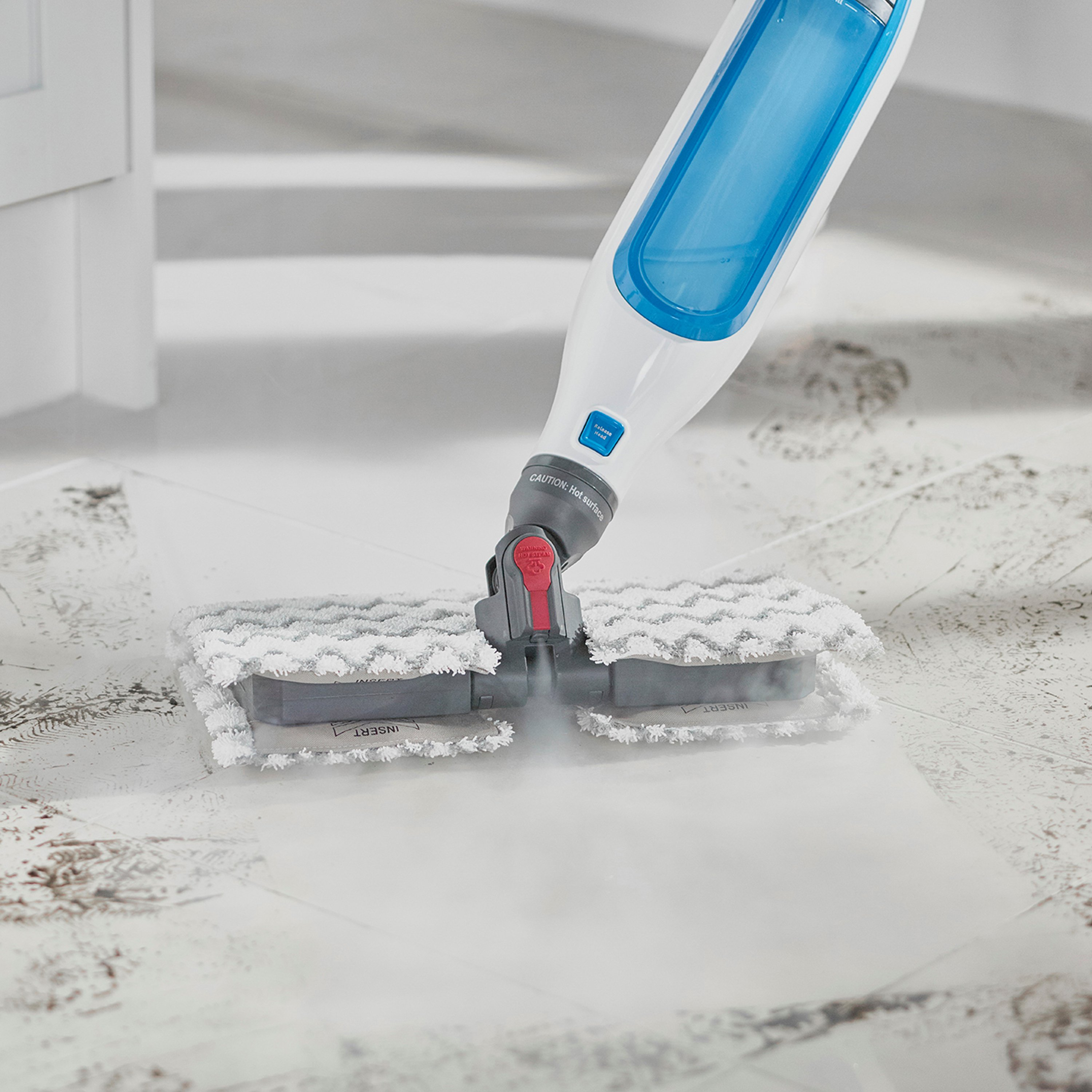 Shark S6001UK Klik n'Flip Manual Steam Pocket Mop - White/Blue Bird Blue thumbnail image