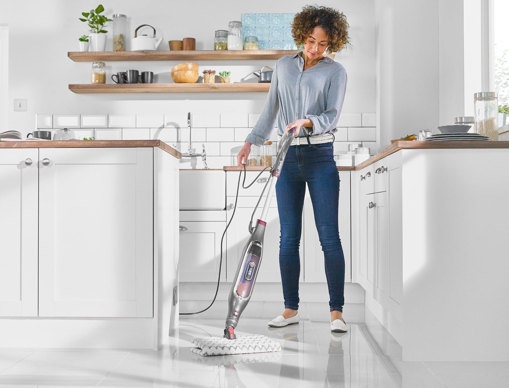 Shark S6003UK Klik n'Flip Automatic Steam Pocket Mop - Shark Steel Grey/Bordeaux thumbnail image