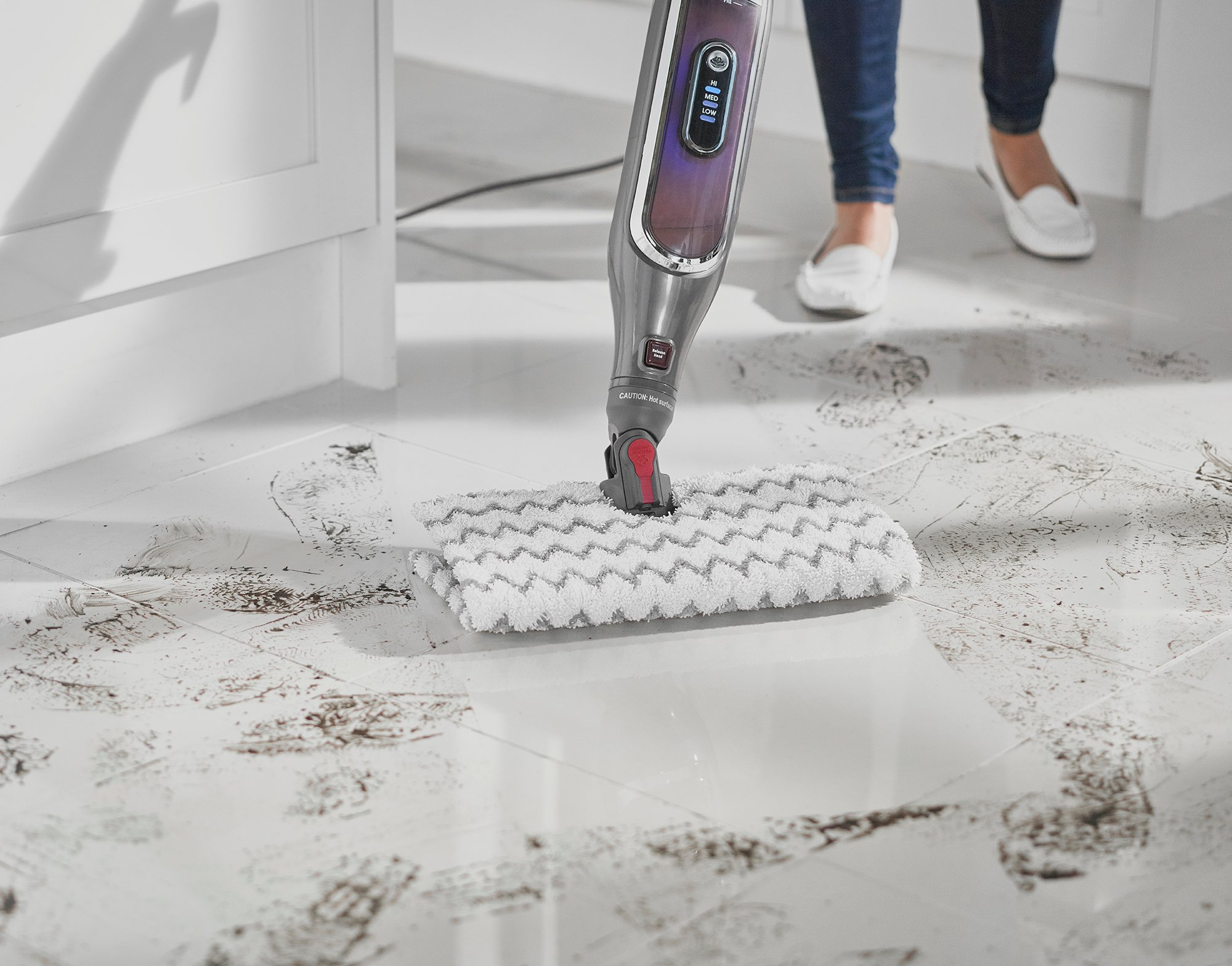 Shark S6003UK Klik n'Flip Automatic Steam Pocket Mop - Shark Steel Grey/Bordeaux thumbnail image