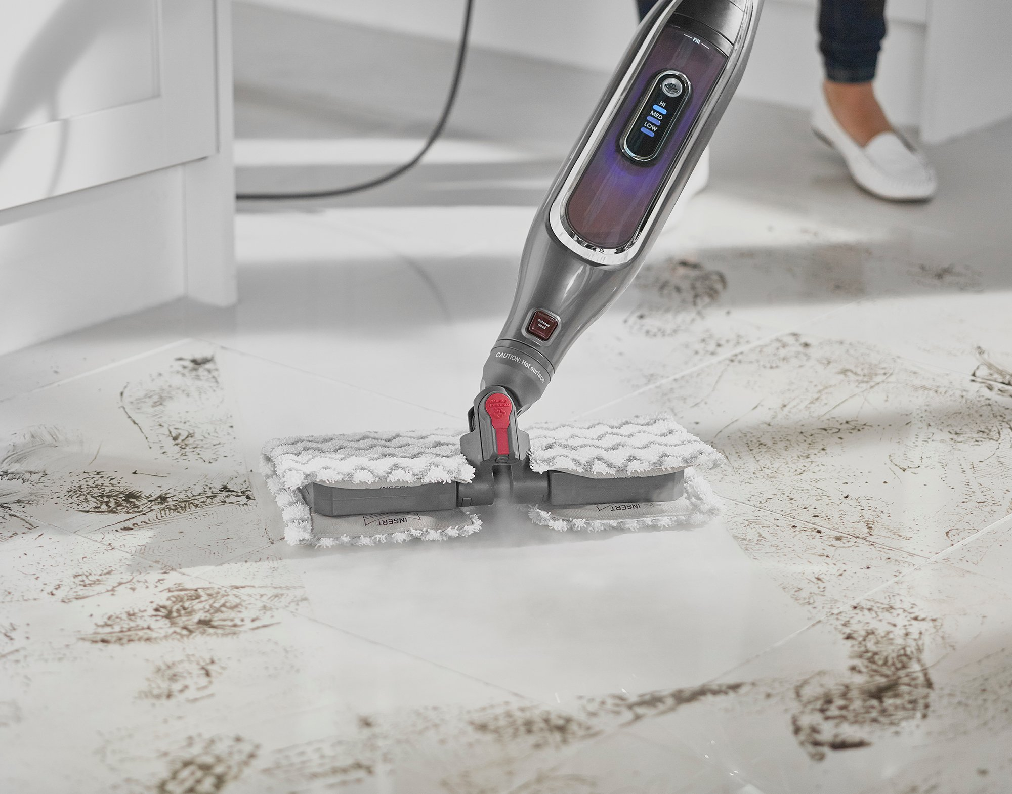 Shark S6003UK Klik n'Flip Automatic Steam Pocket Mop - Shark Steel Grey/Bordeaux thumbnail image