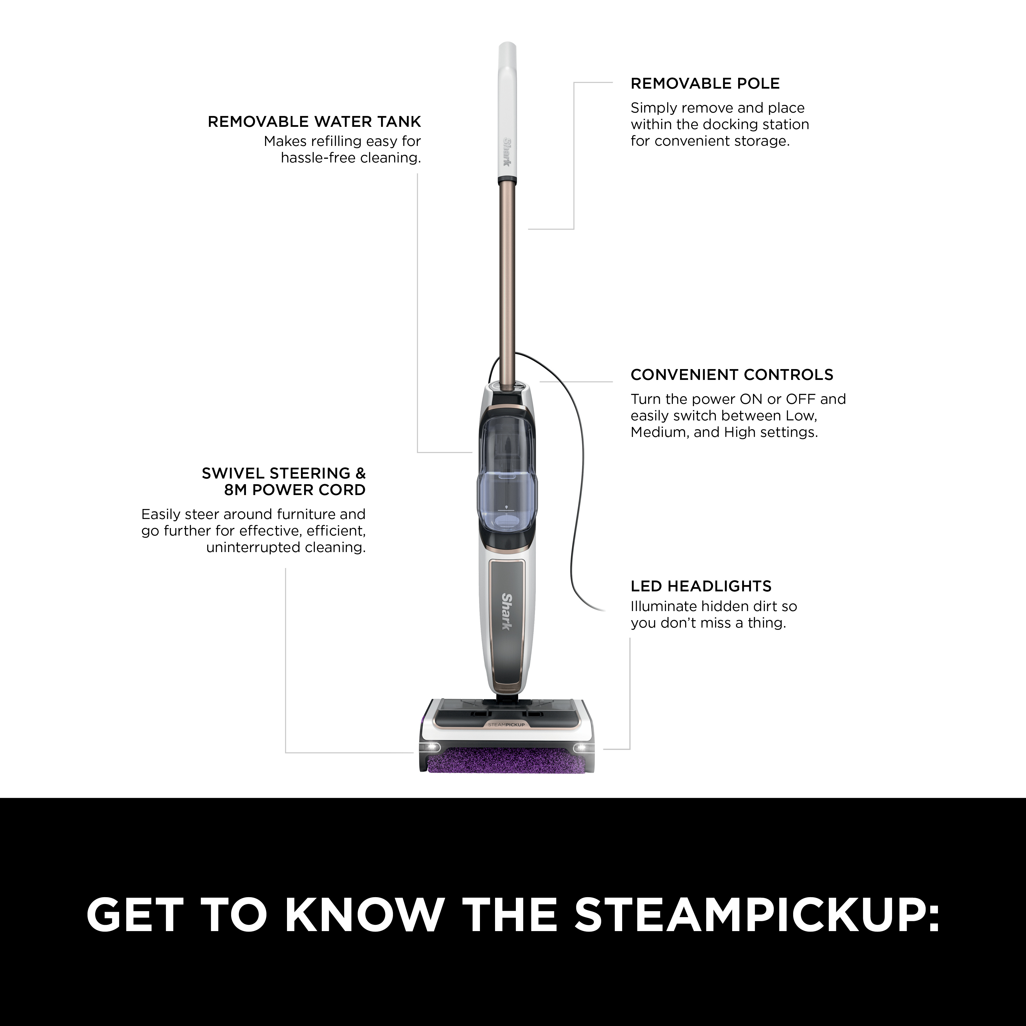 Shark SD200UK SteamPickUp Hard Floor Cleaner - White thumbnail image