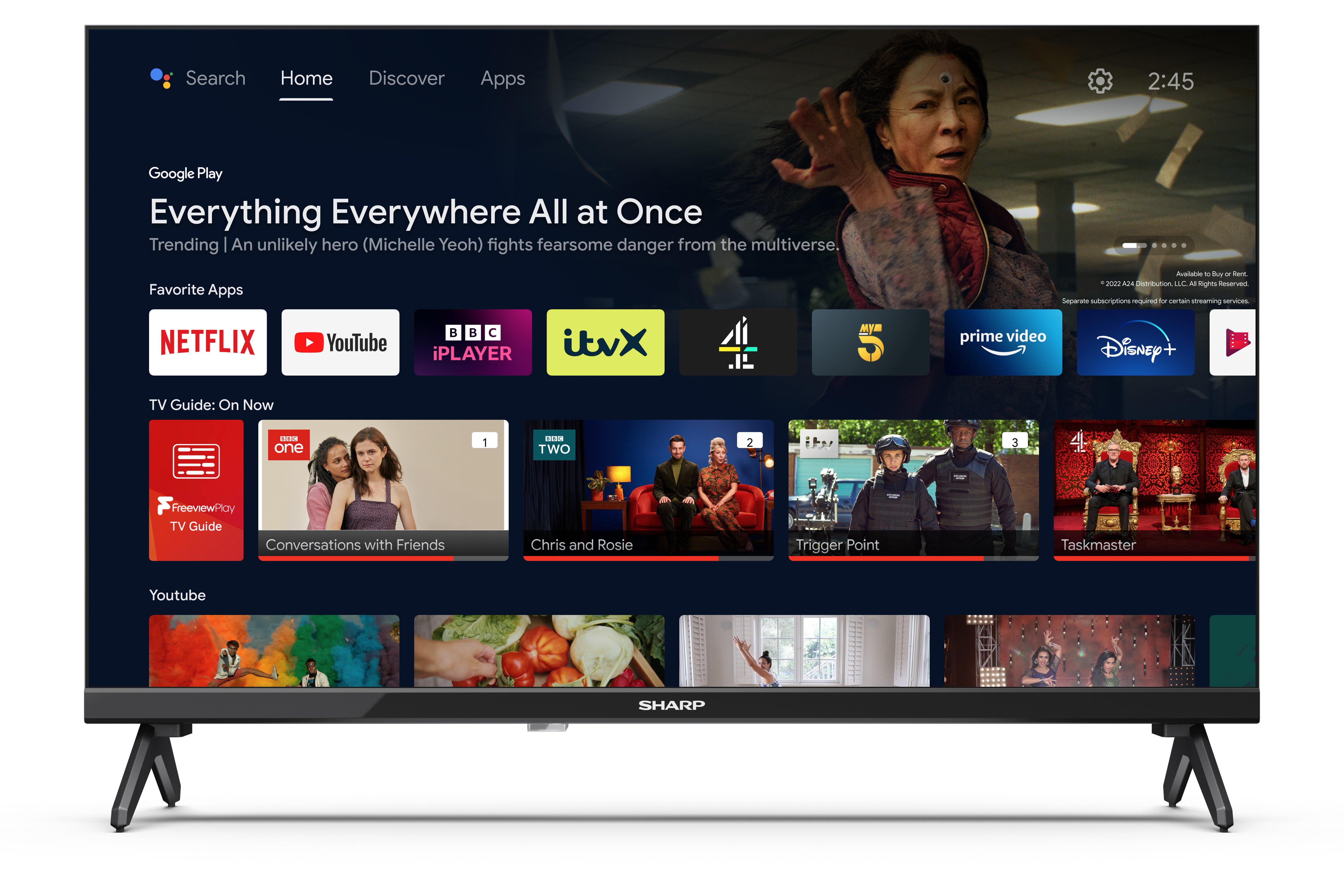 Sharp 1T-C24FH2KL2AB 24" HD Ready LED Android Smart TV Chromecast thumbnail image