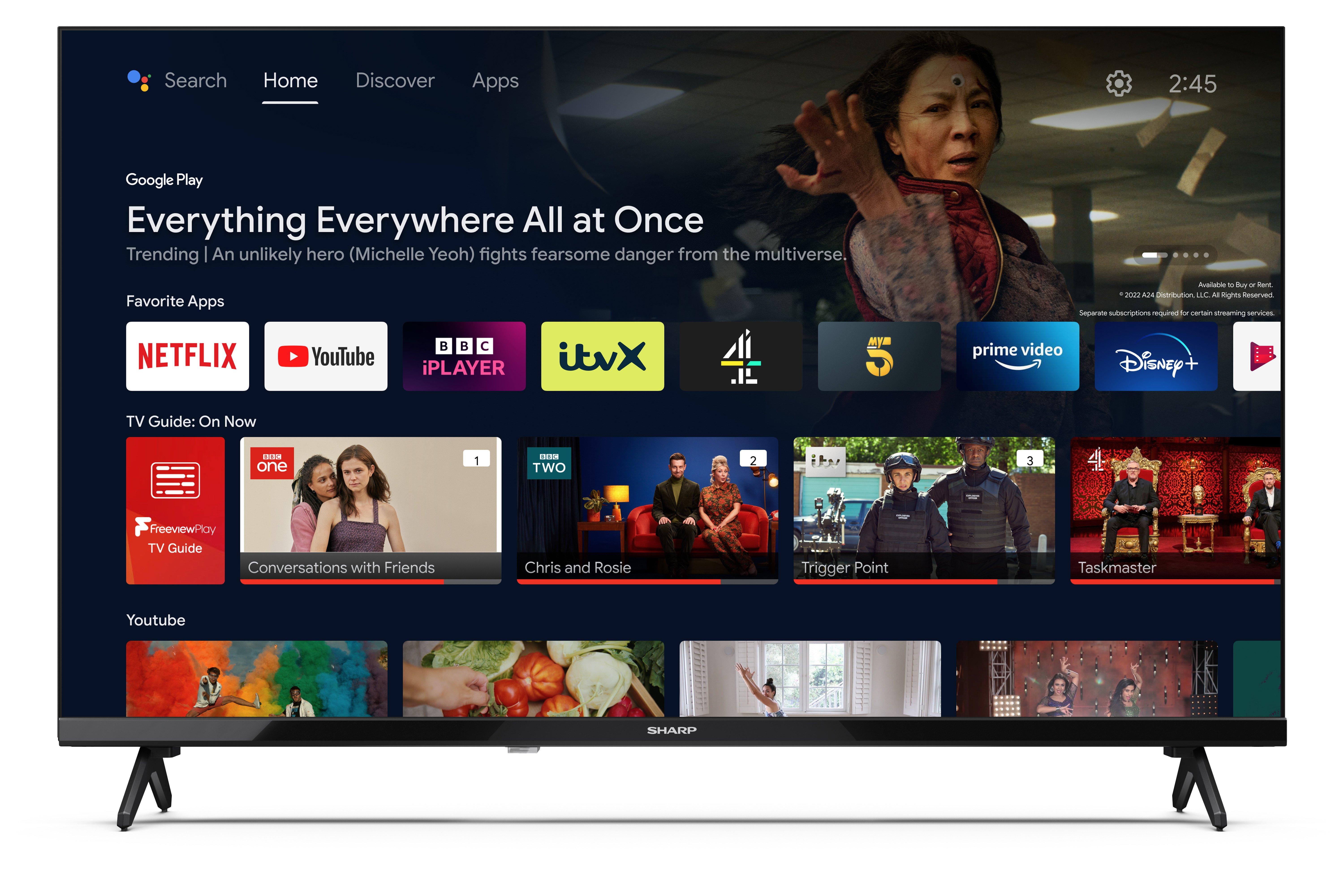 Sharp 1T-C32FH2KL2AB 32" HD Ready LED Android Smart TV Chromecast thumbnail image