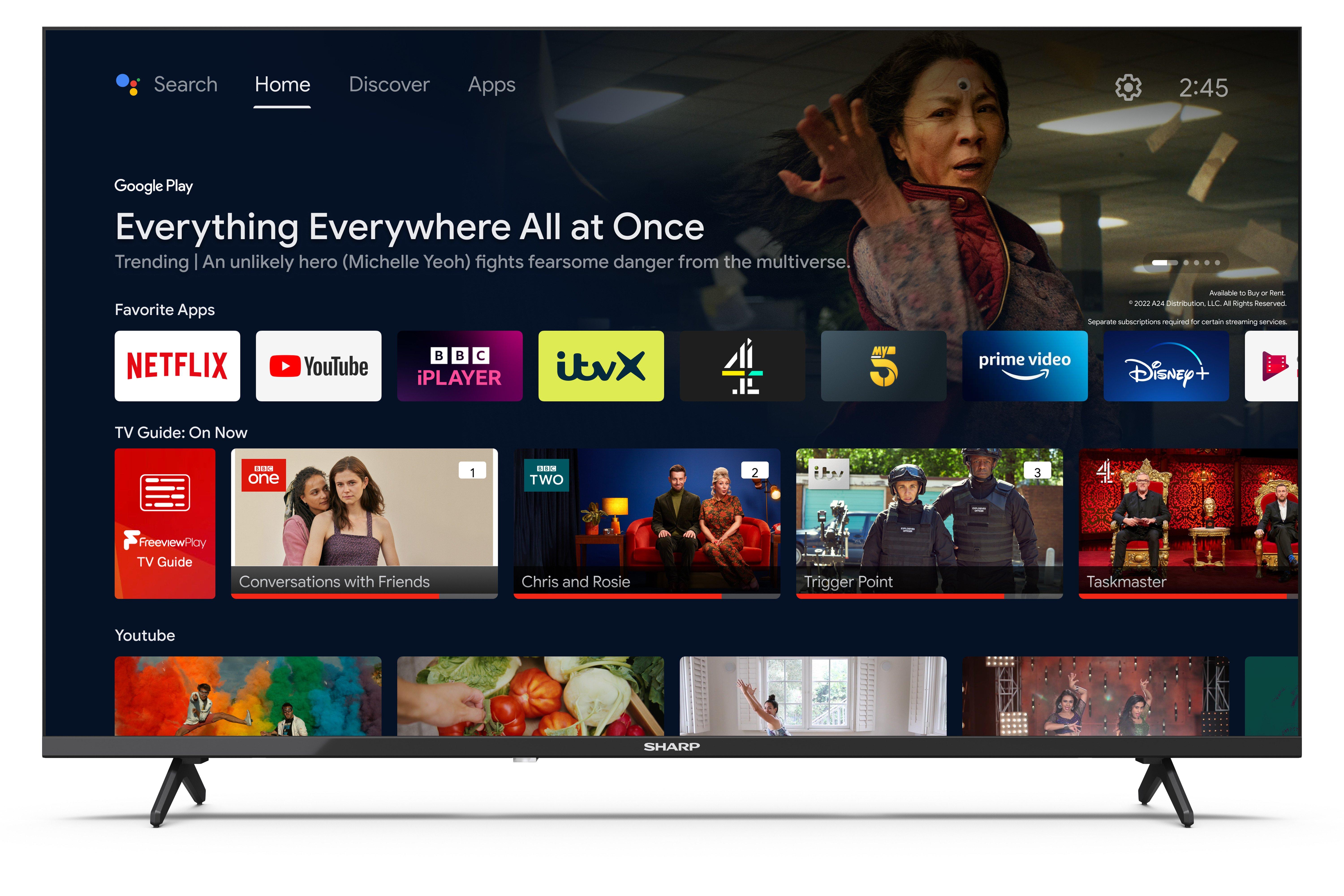Sharp 2T-C40FH2KL2AB 40" Full HD LED Android Smart TV Chromecast thumbnail image