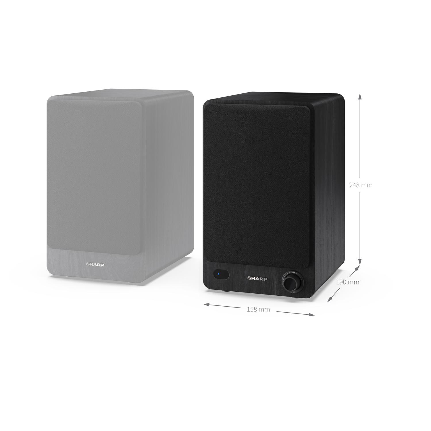 Sharp CP-SS30 BK Pair of Wireless Bookshelf Speakers - Black thumbnail image