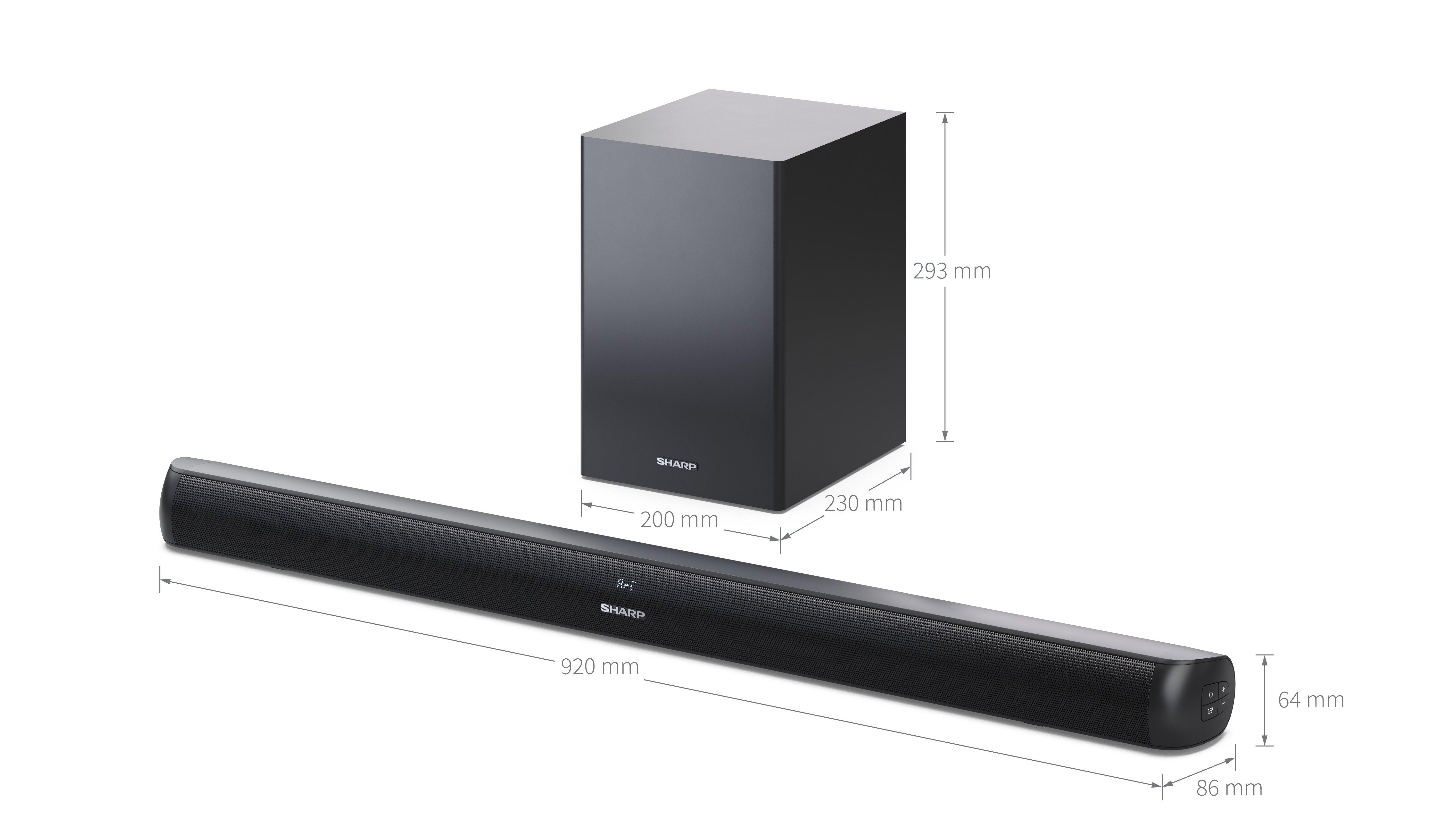 Sharp HT-SBW202 Wireless 2.1 ch Soundbar - Black thumbnail image