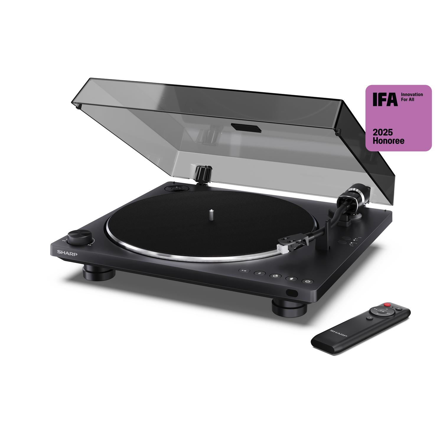 Sharp RPTT100CPSS30 Pair of Wireless Bookshelf Speakers with Automatic Bluetooth Turntable thumbnail image