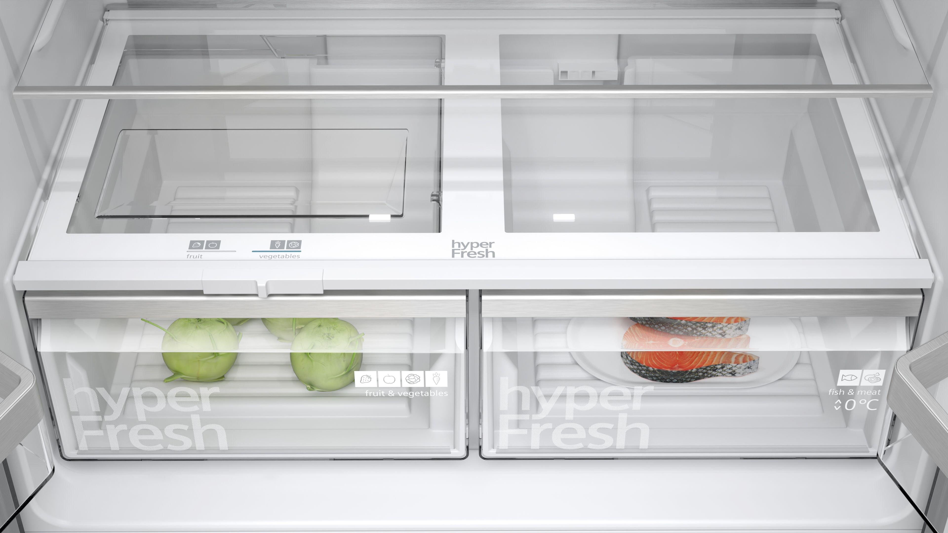 Siemens KF96NAXEAG IQ300 90.5cm Multi Door American Style Fridge Freezer - Black Stainless Steel thumbnail image