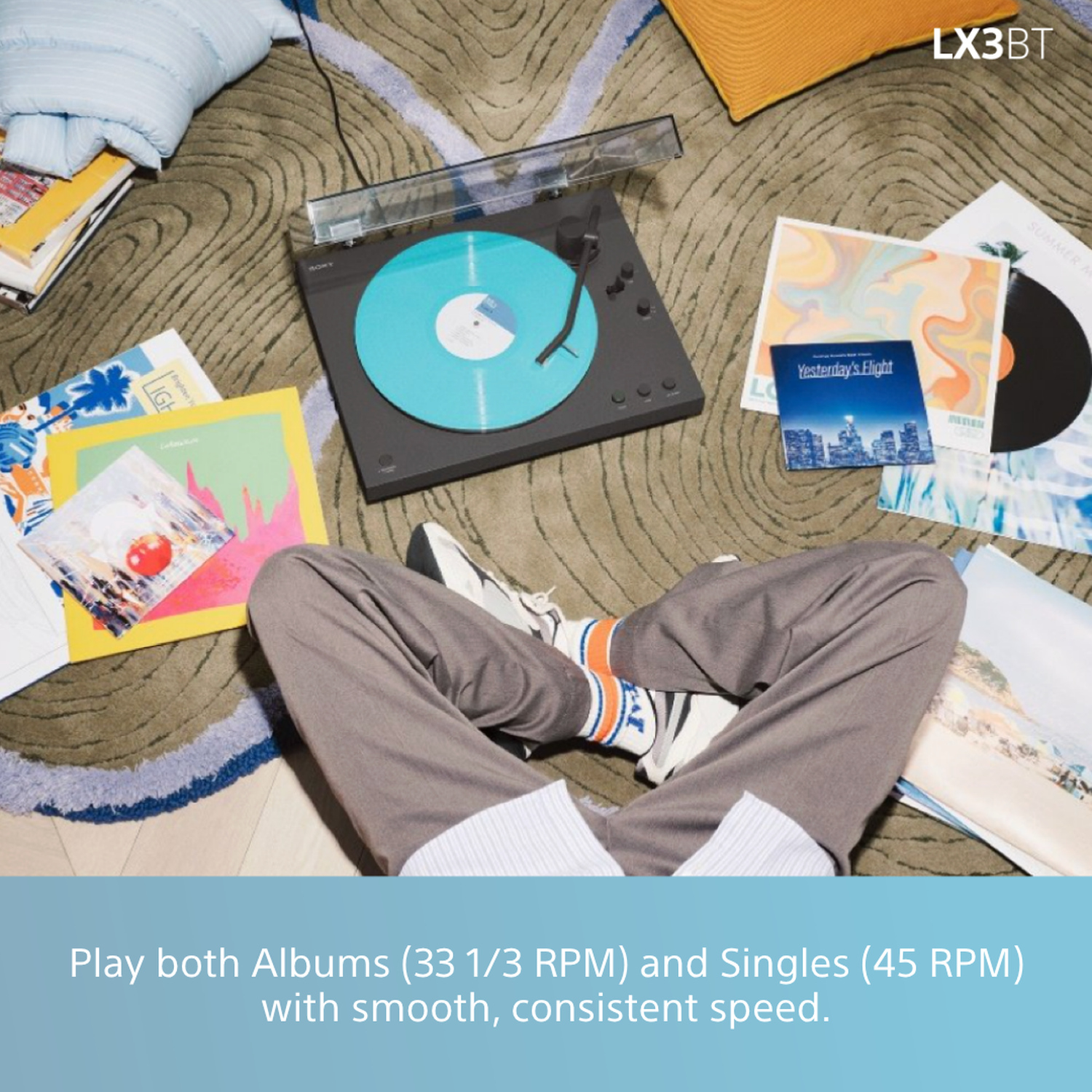 Sony PSLX3BT.CEK Wireless Bluetooth Turntable with Auto Playback - Dark Grey thumbnail image