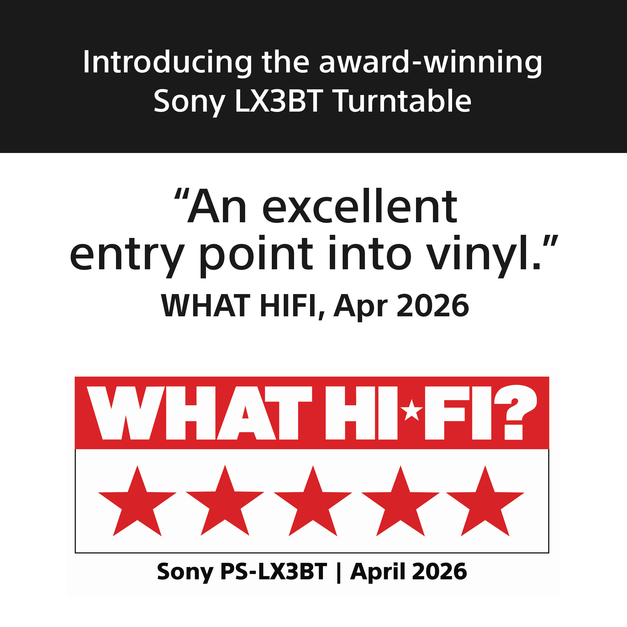 Sony PSLX3BT.CEK Wireless Bluetooth Turntable with Auto Playback - Dark Grey thumbnail image
