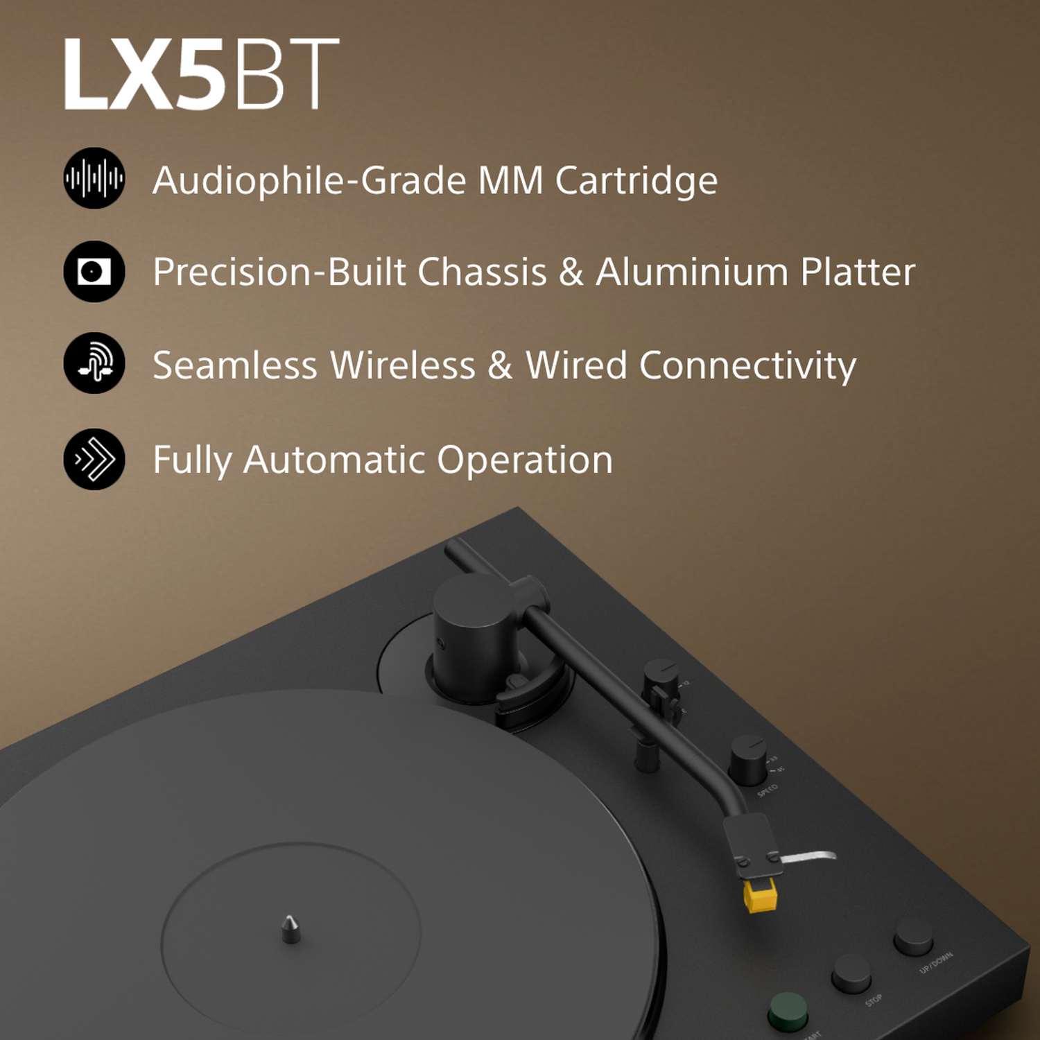Sony PSLX5BT.CEK Wireless Bluetooth Turntable with Auto Playback - Premium cartridge & Stylus - Pure Black thumbnail image
