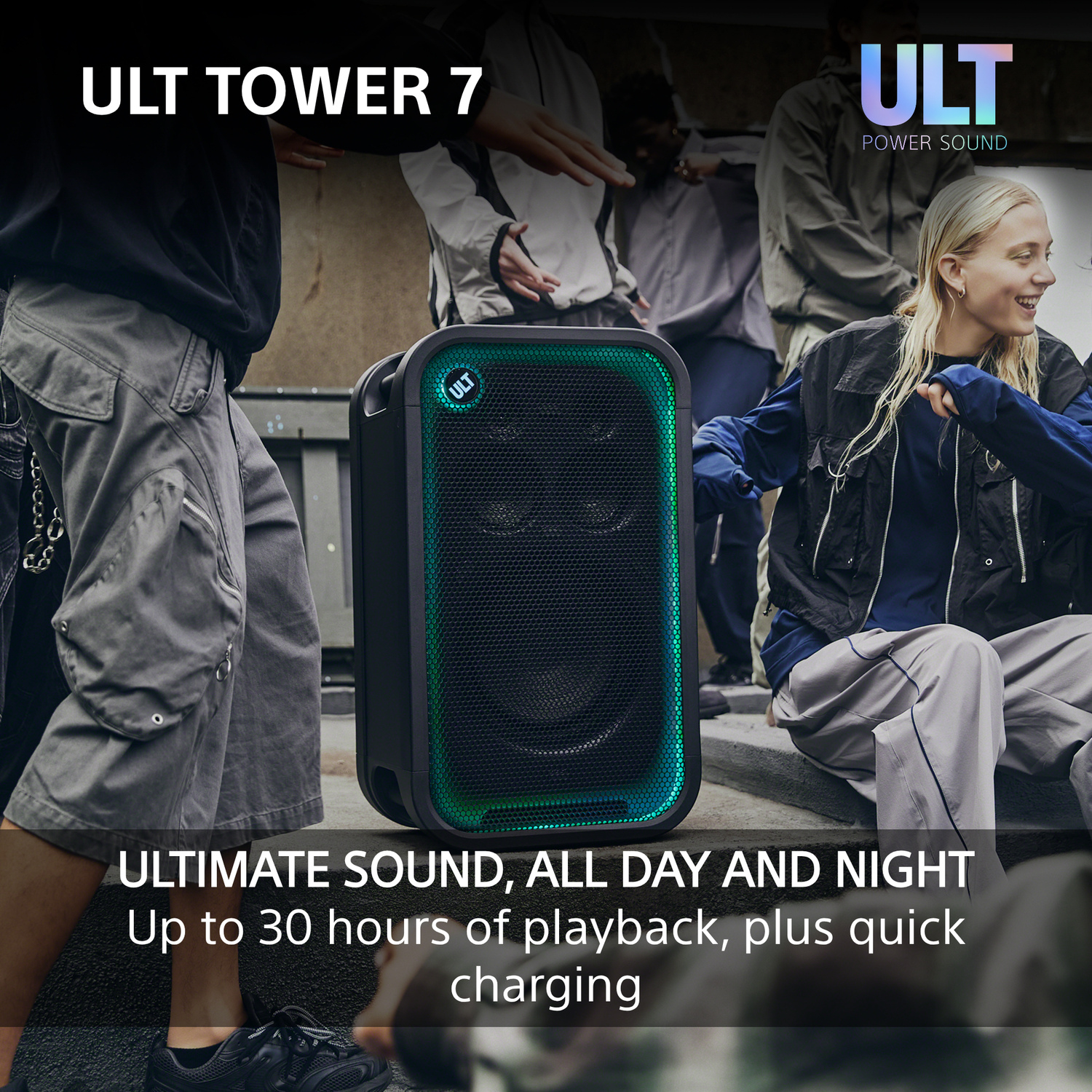 Sony SRSULT700.CEL Wireless ULT Tower 7 Deep Bass Party Speaker with 360 Party sound & DJ Input - Black thumbnail image