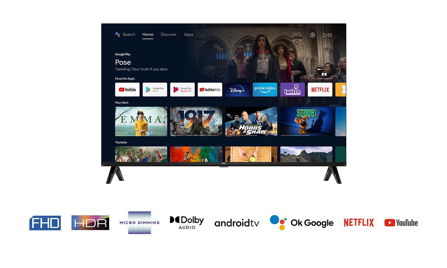 TCL 32S5400AFK 32" Frameless FHD HDR Smart Android TV thumbnail image