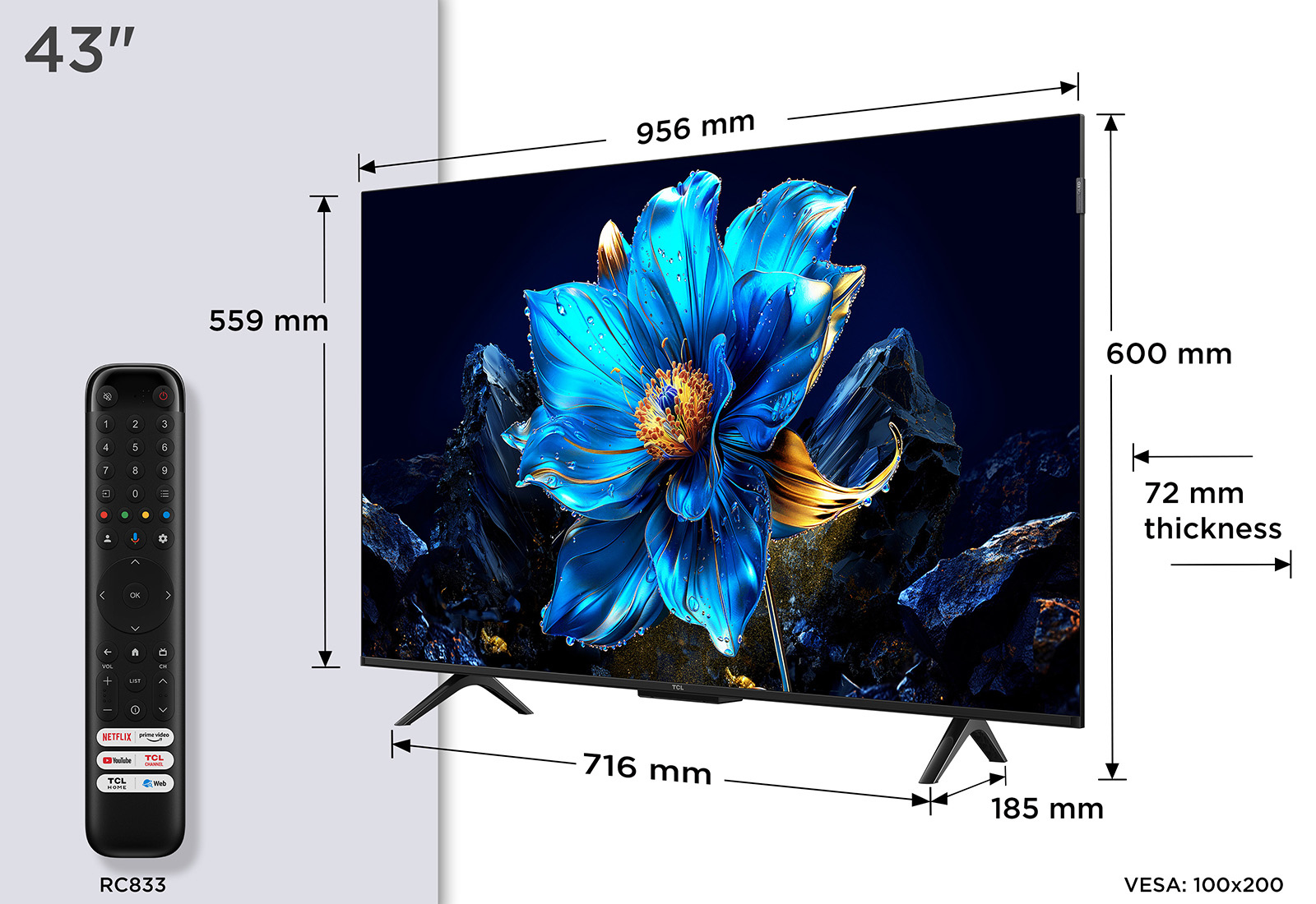 TCL 43P7K-UK 43" 4K QLED Direct LED HDR Google TV thumbnail image