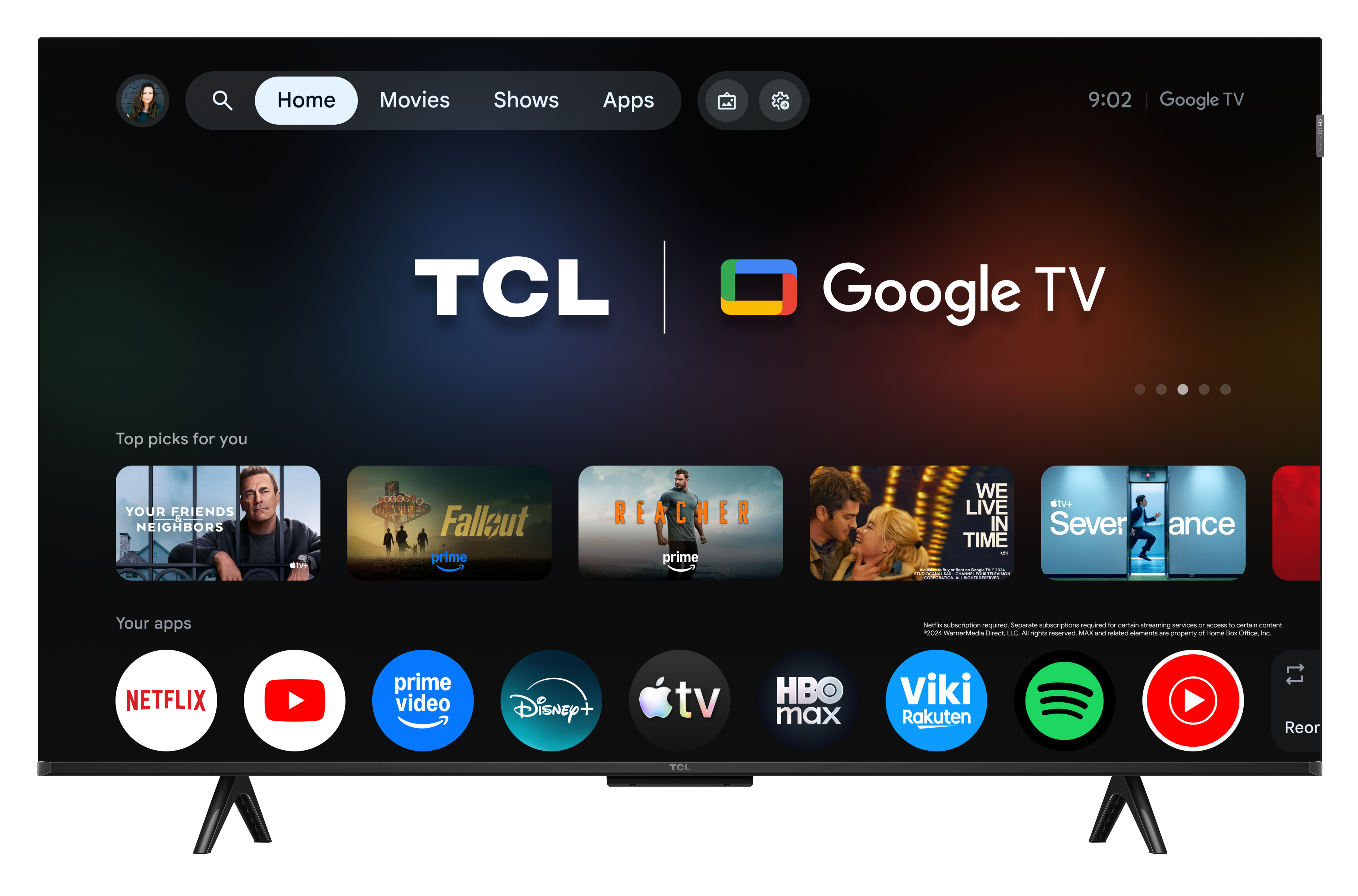 TCL 43P7L-UK 43" 4K HDR QLED Direct LED Google TV - Black thumbnail image