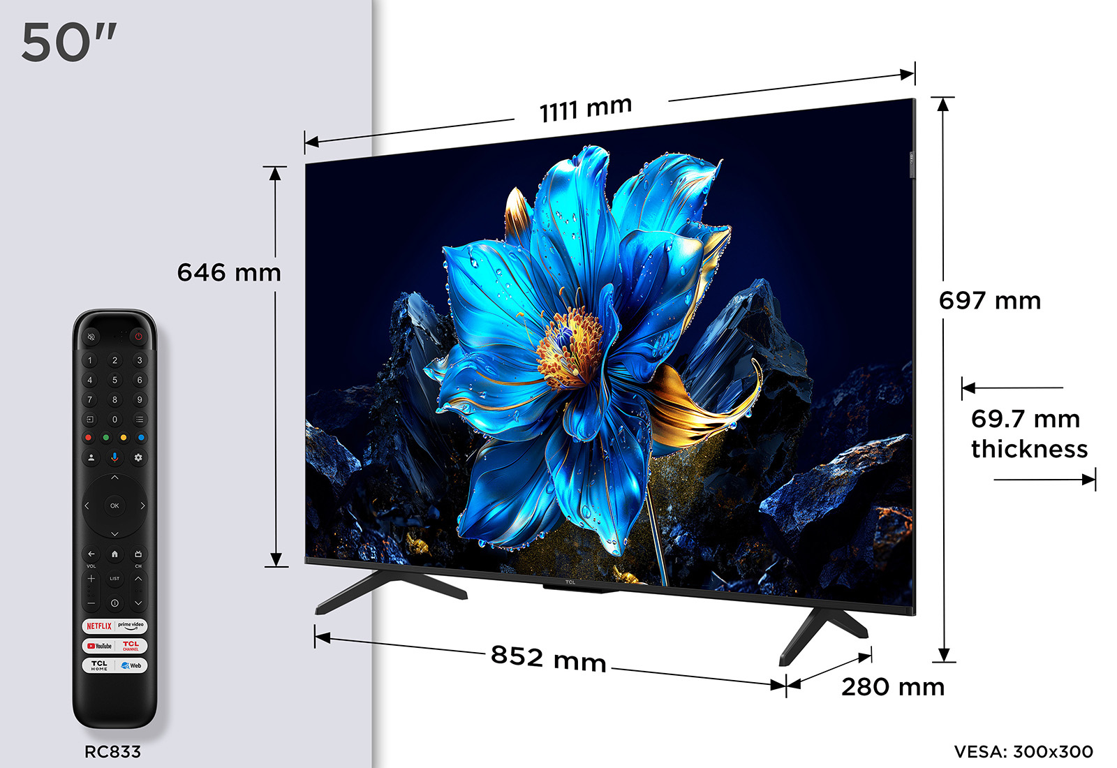 TCL 50P7K-UK 50" 4K QLED Direct LED HDR Google TV thumbnail image