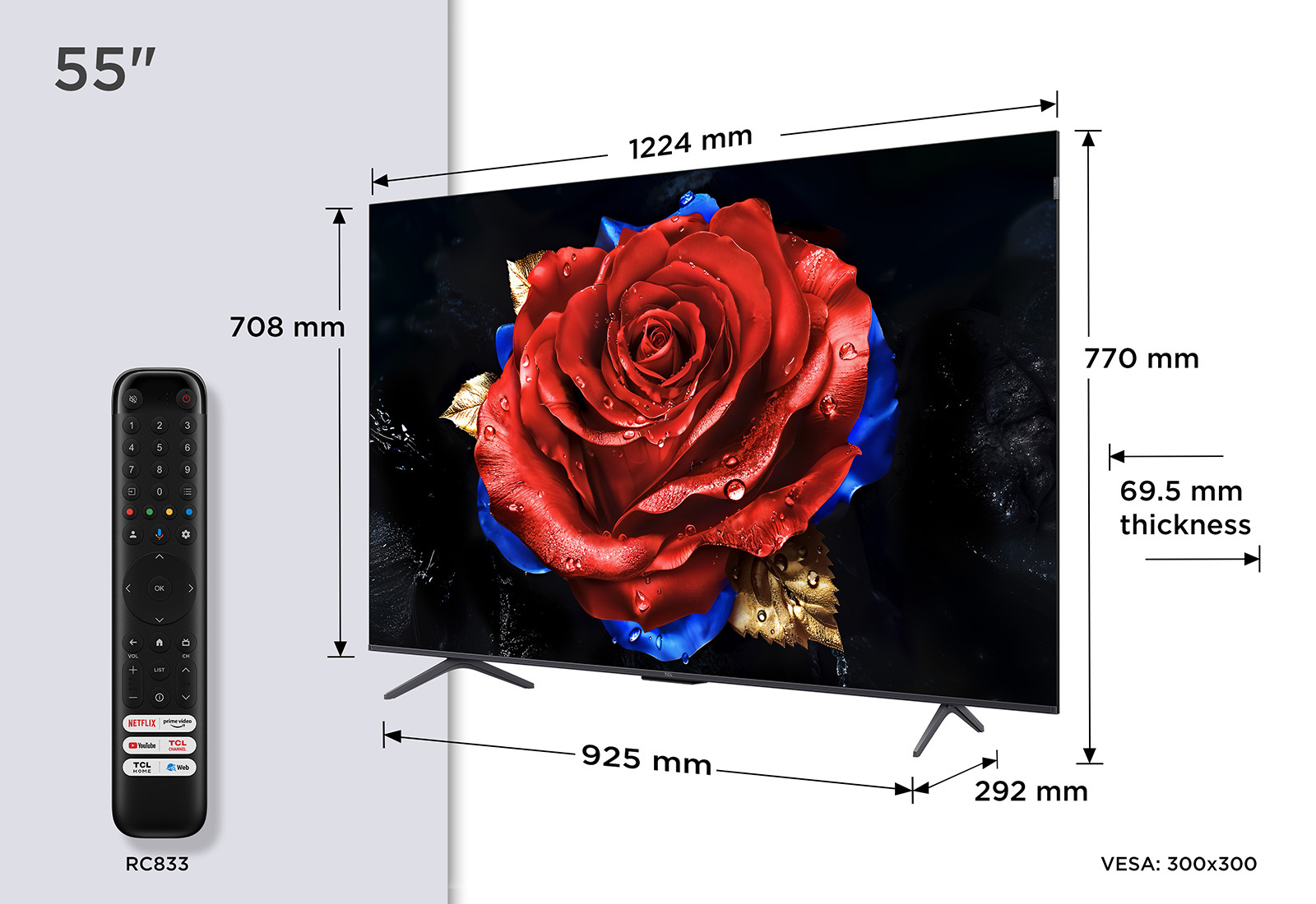 TCL 55T8C-UK 55" 4K QLED HDR Ultra HD Google TV thumbnail image